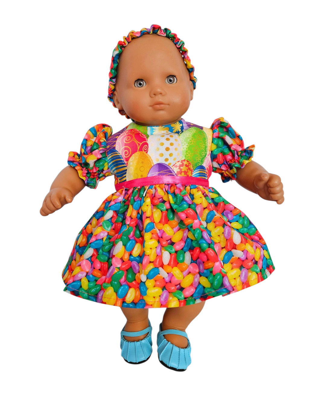 Easter Jelly Bean Dress, Headband and Panties/handmade/Bitty baby