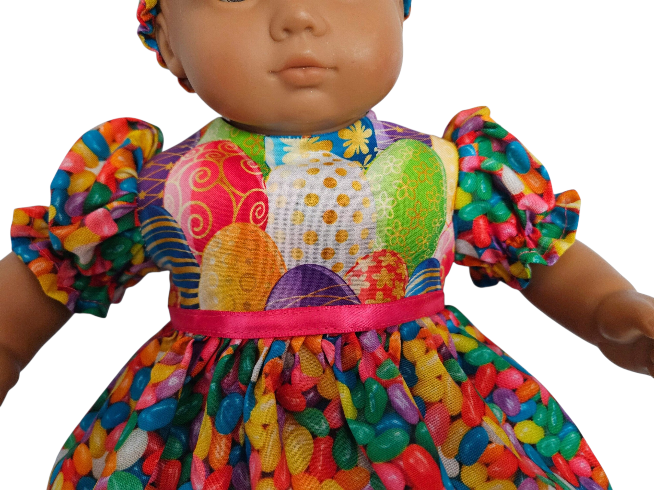 Easter Jelly Bean Dress, Headband and Panties/handmade/Bitty baby