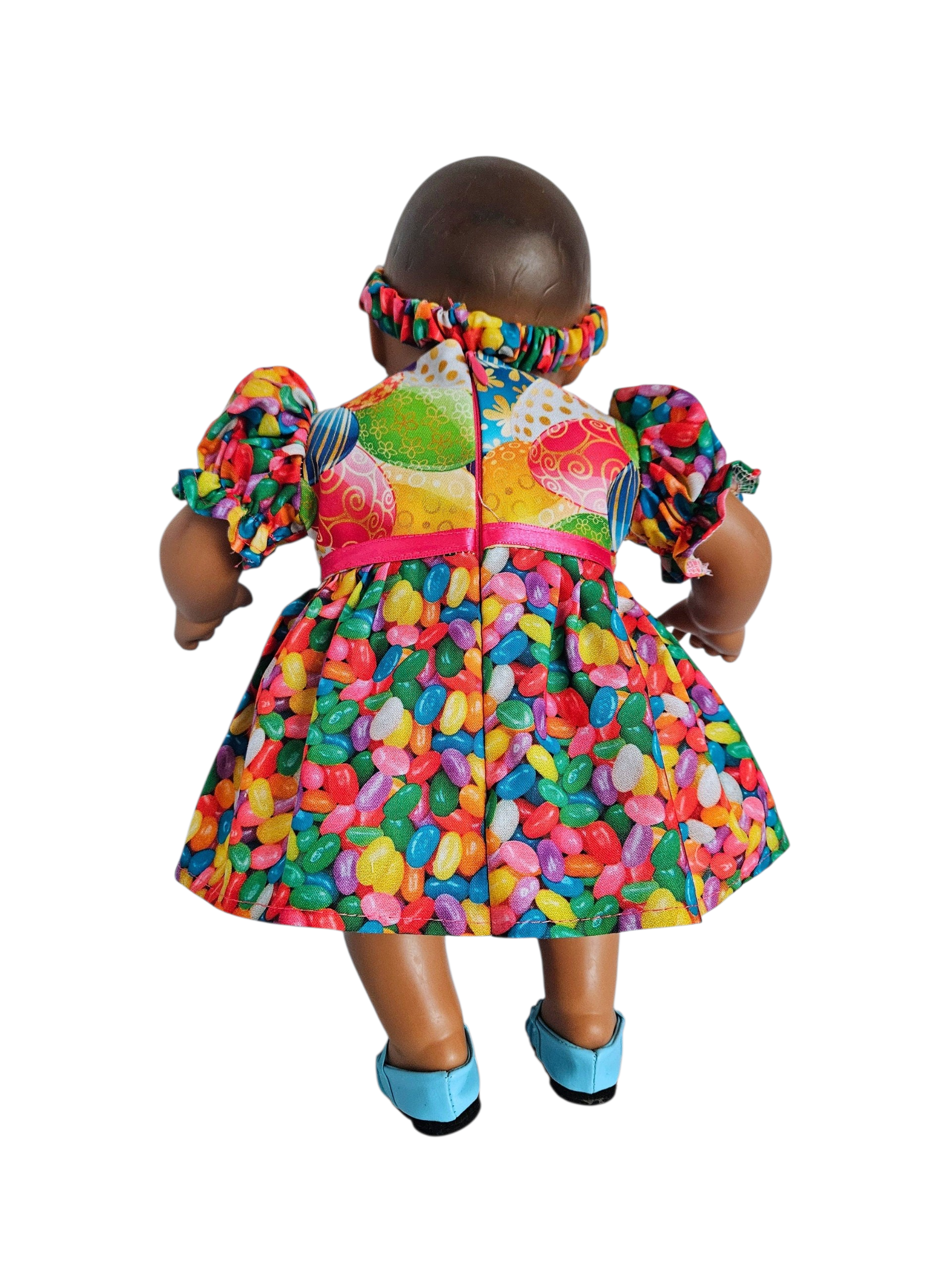 Easter Jelly Bean Dress, Headband and Panties/handmade/Bitty baby