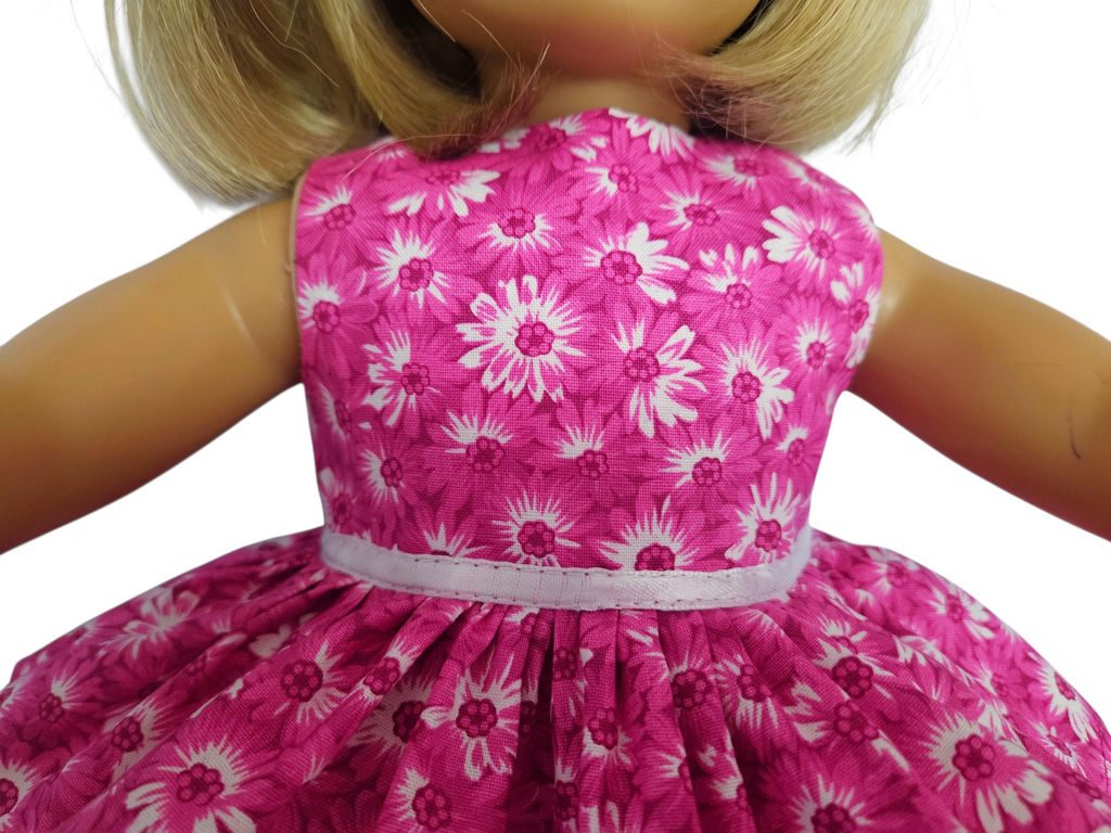 Fushia/White Floral Ruffled Dress/handmade/18 inch doll/AG doll