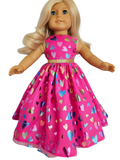 Fushia Hearts Gown - handmade/18 inch doll/AG doll