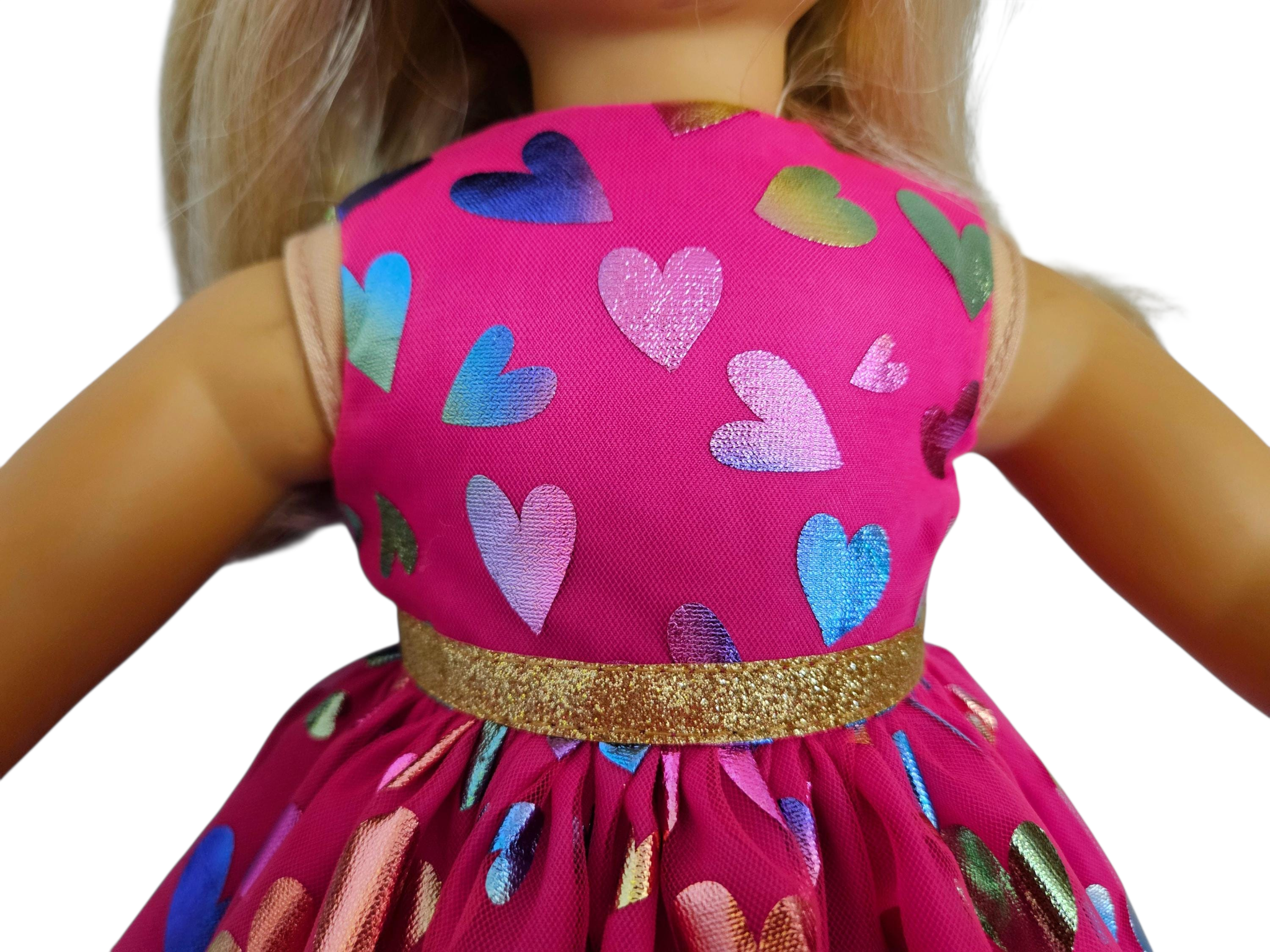 Fushia Hearts Gown - handmade/18 inch doll/AG doll
