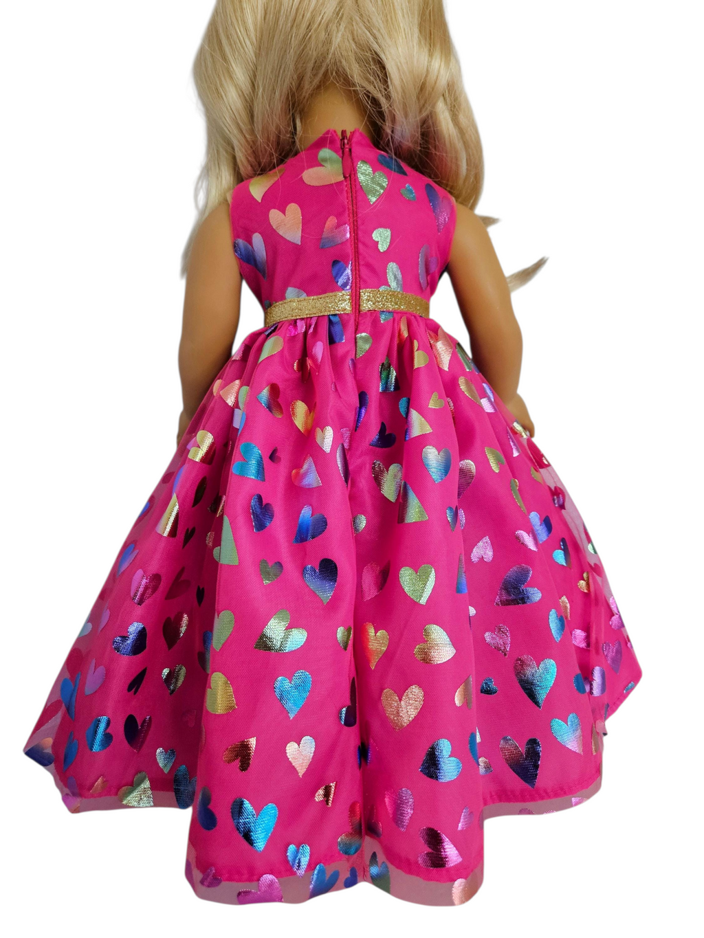 Fushia Hearts Gown - handmade/18 inch doll/AG doll