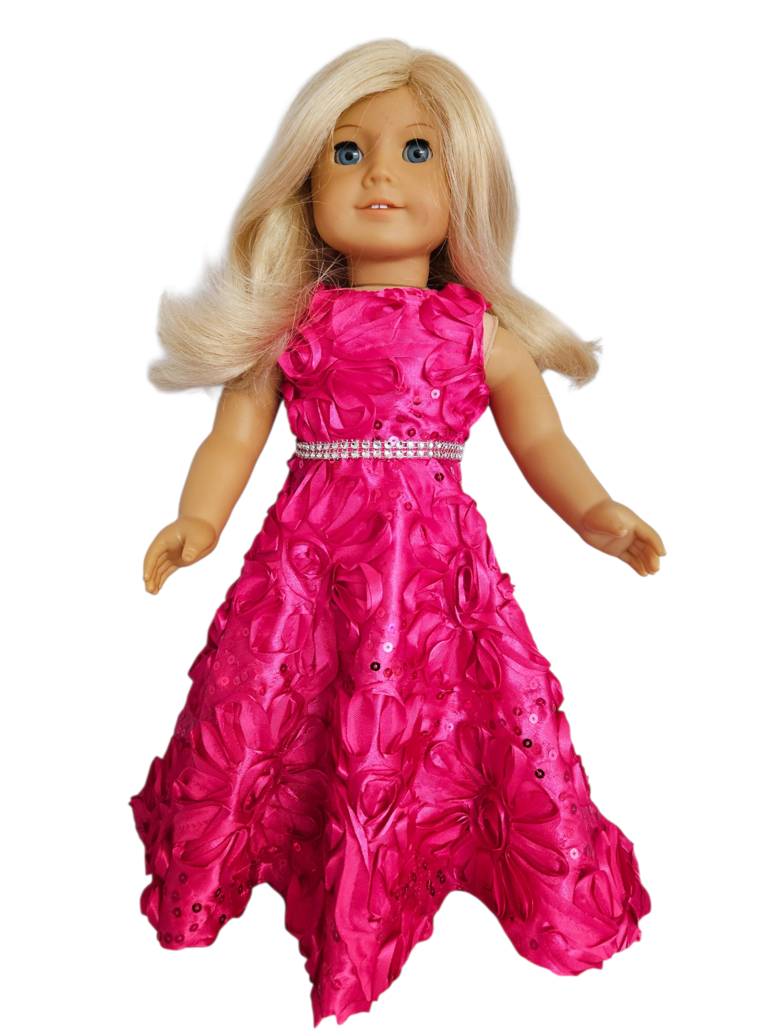 Fushia Ribbon Sequin Gown/handmade/AG doll/18 inch doll