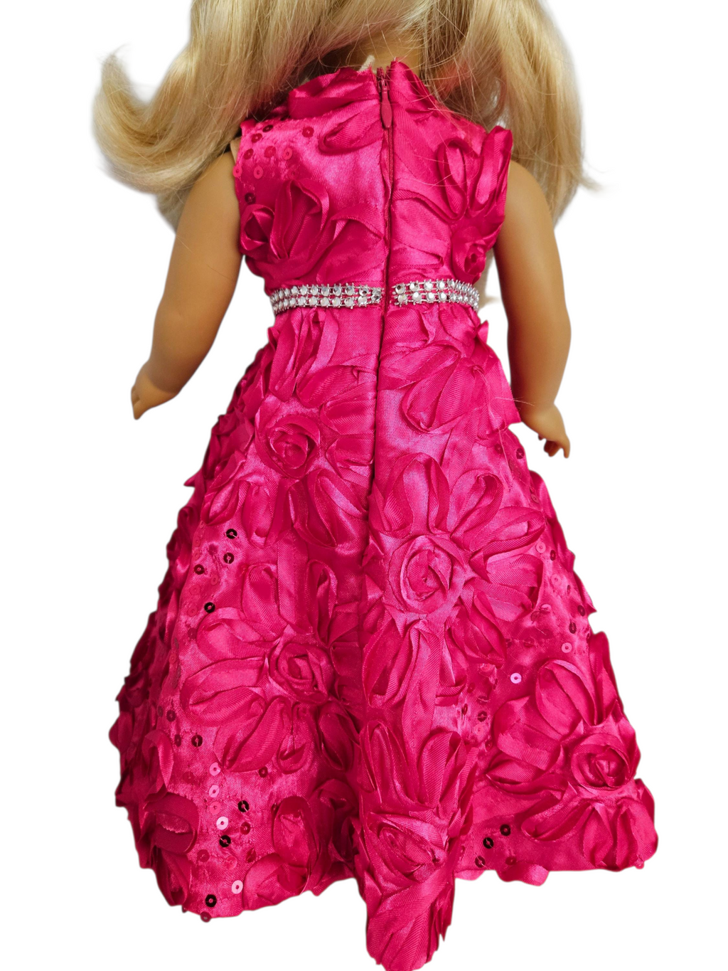 Fushia Ribbon Sequin Gown/handmade/AG doll/18 inch doll