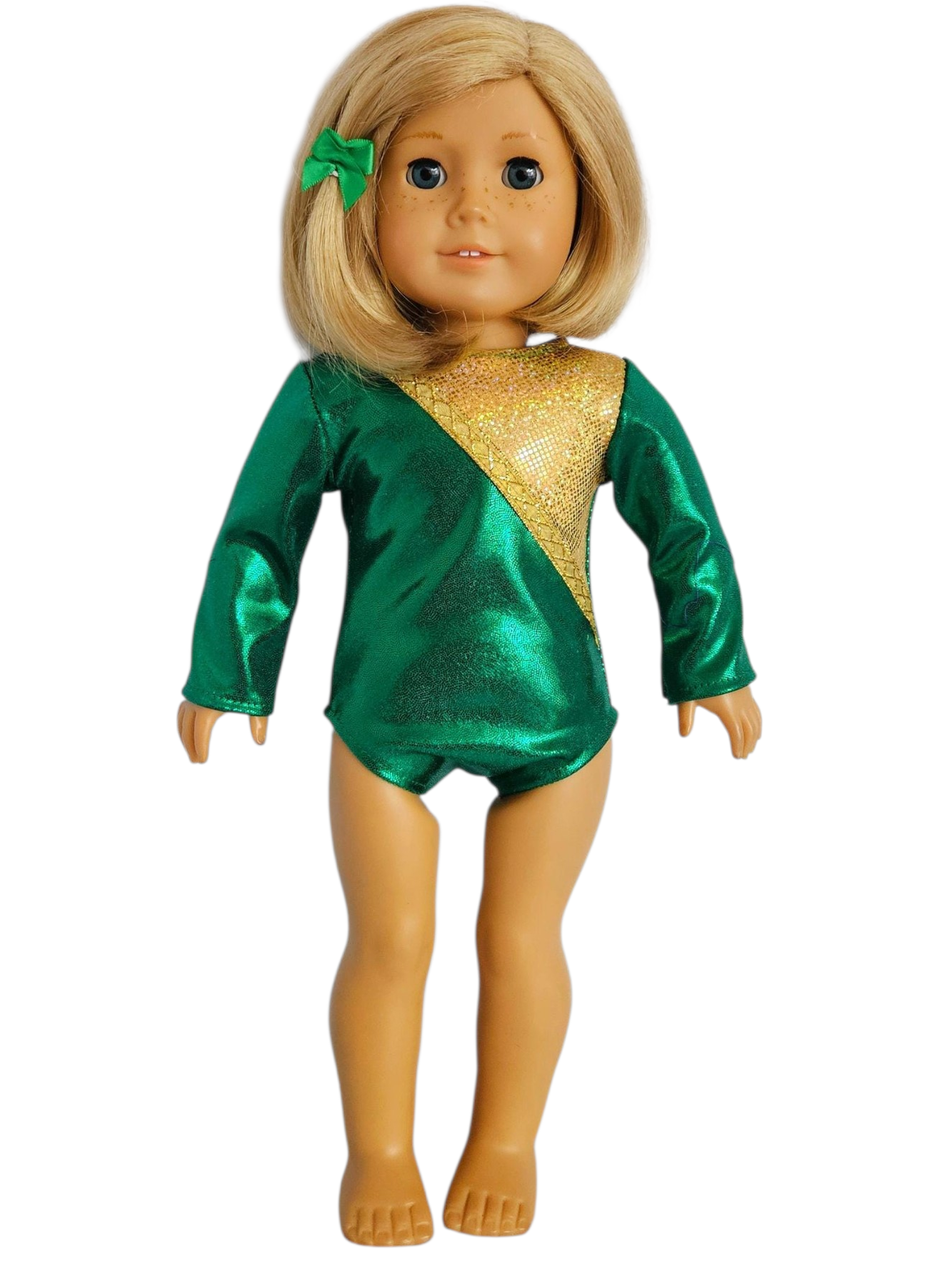 Green/Gold Spandex Gymnastic Leotard/handmade/AG doll/18 inch doll