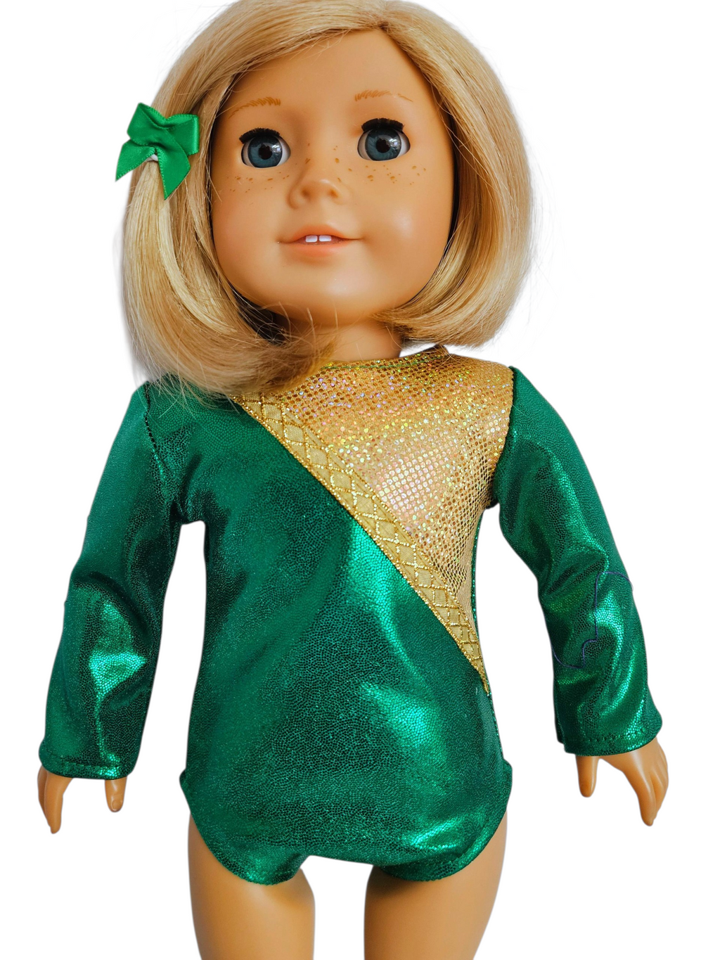 Green/Gold Spandex Gymnastic Leotard/handmade/AG doll/18 inch doll