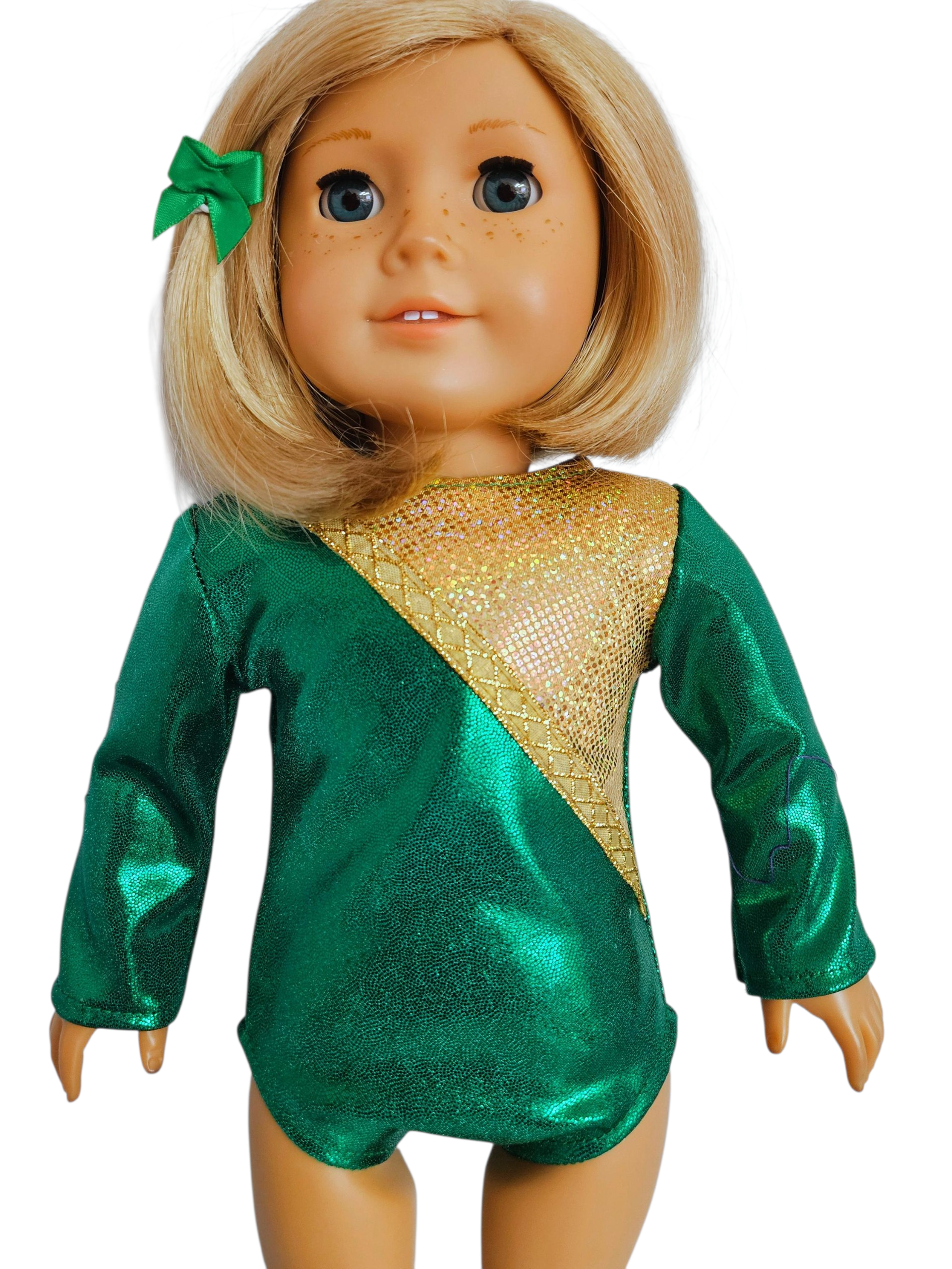 Green/Gold Spandex Gymnastic Leotard/handmade/AG doll/18 inch doll
