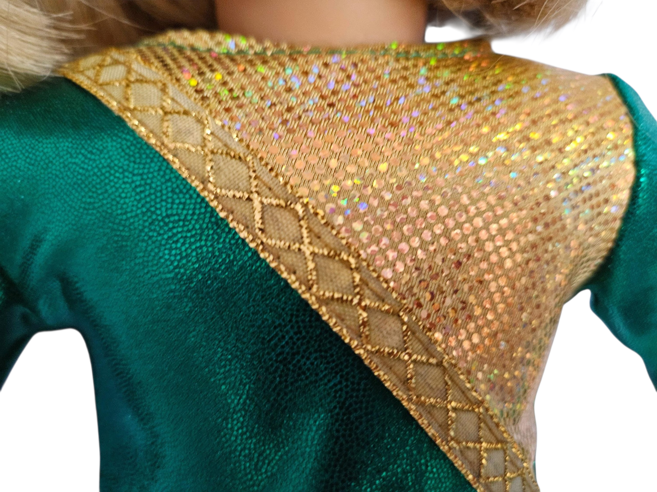 Green/Gold Spandex Gymnastic Leotard/handmade/AG doll/18 inch doll
