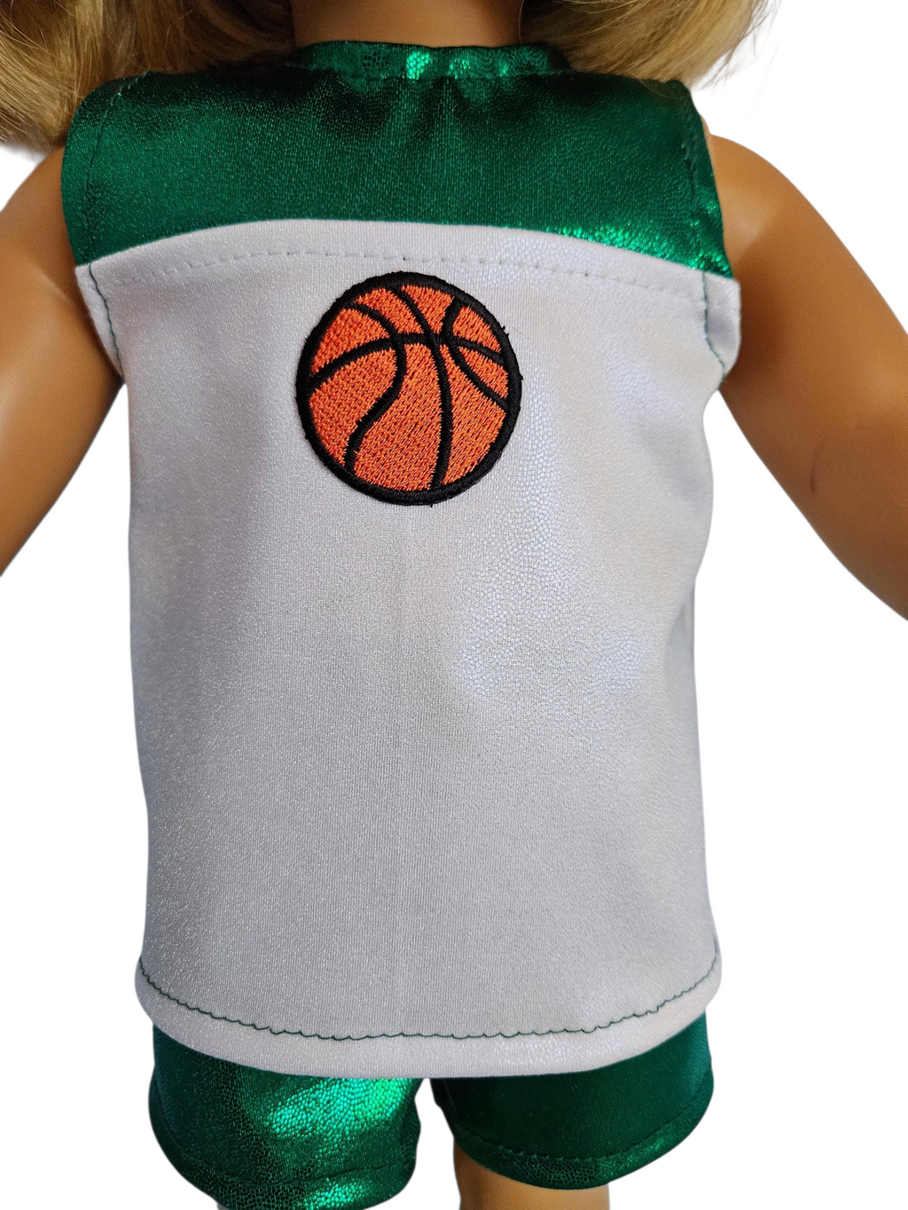 Green White Basketball Top & Shorts/handmade/AG doll/18 inch doll