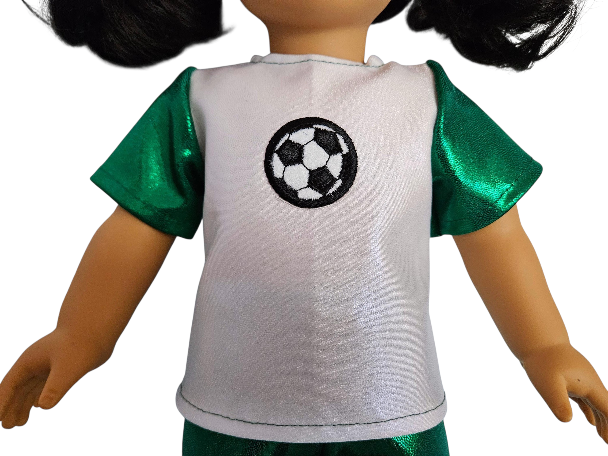 Green White Soccer Top & Shorts/handmade/AG doll/18 inch doll