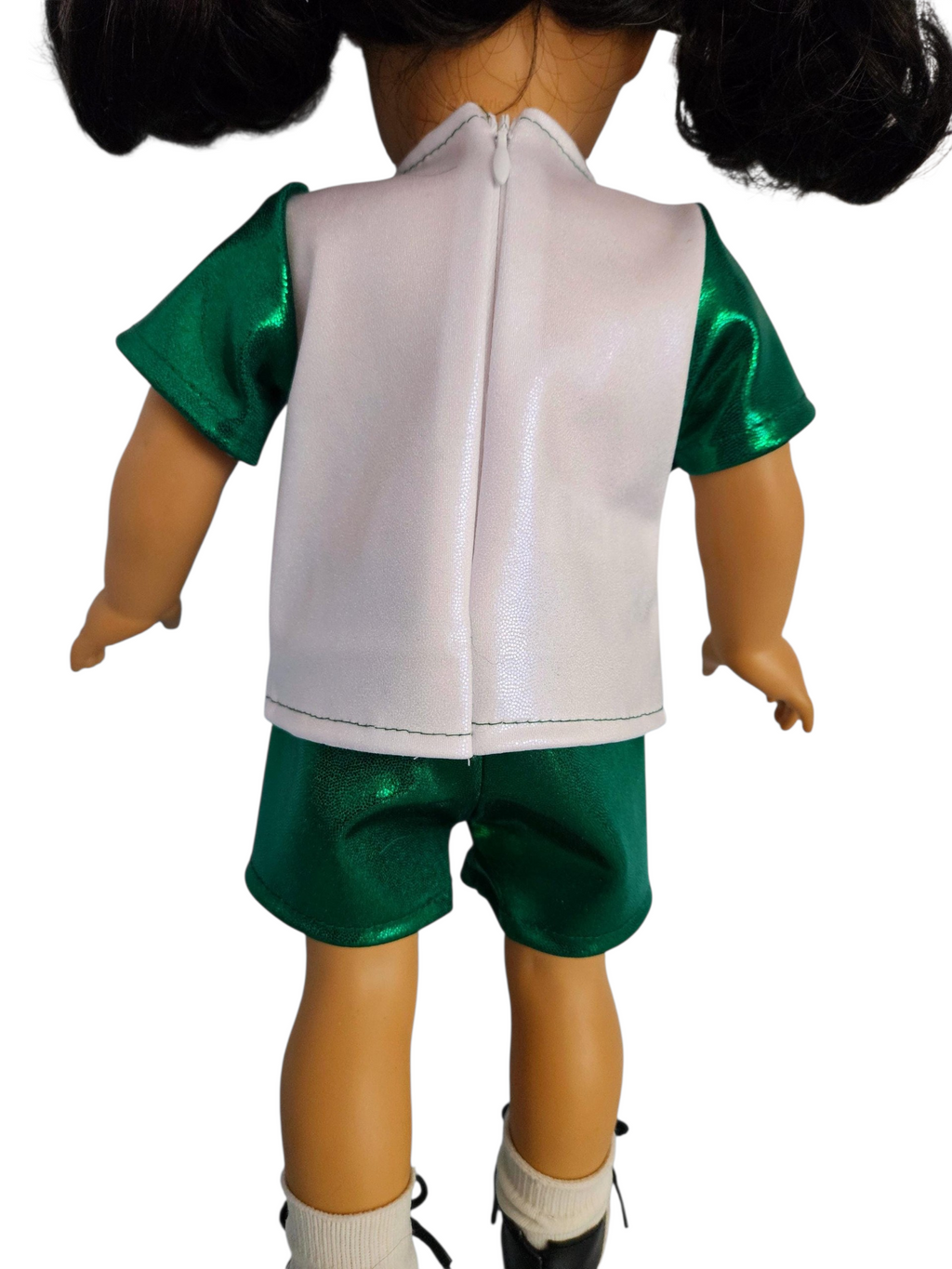 Green White Soccer Top & Shorts/handmade/AG doll/18 inch doll