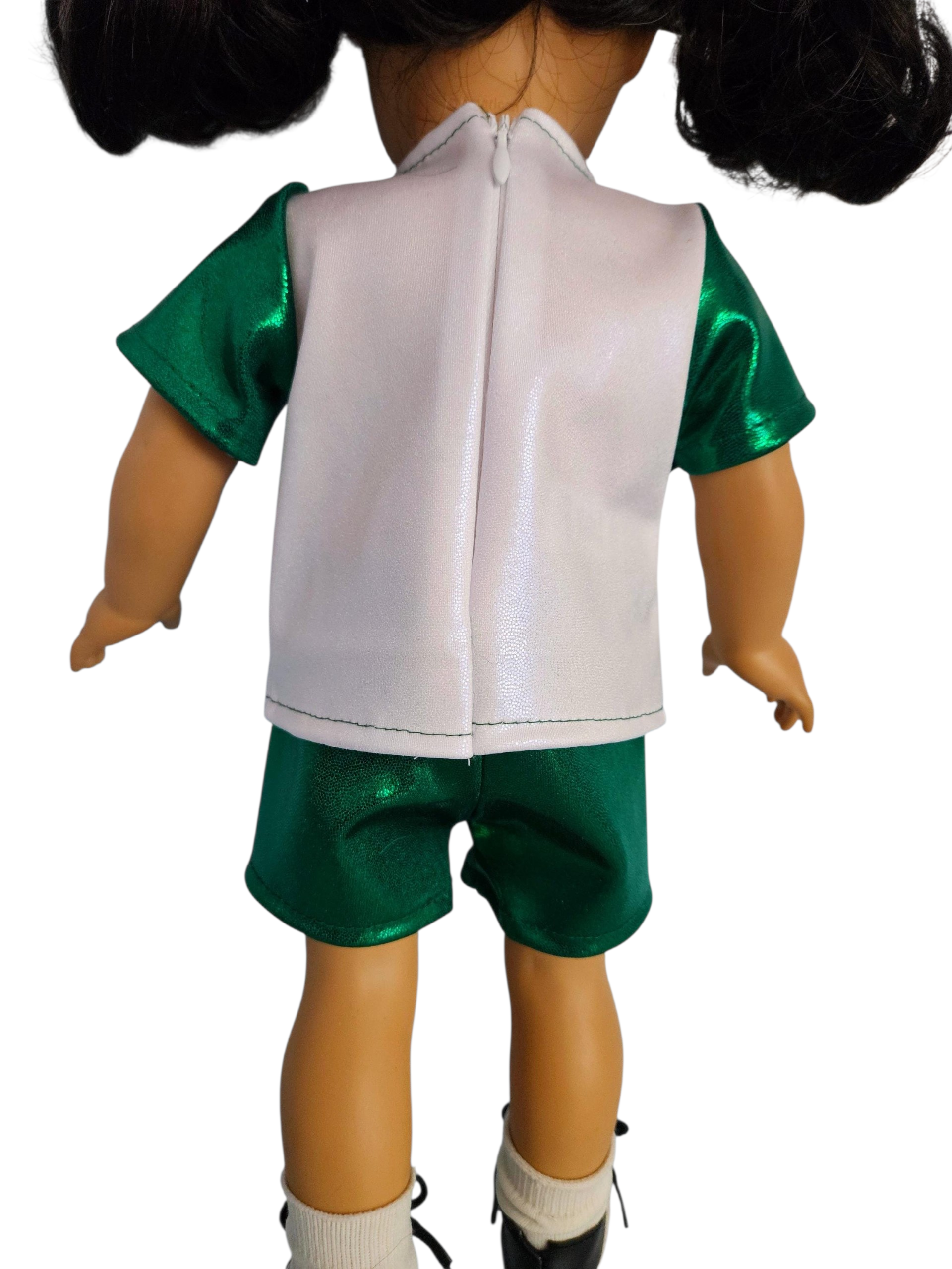 Green White Soccer Top & Shorts/handmade/AG doll/18 inch doll
