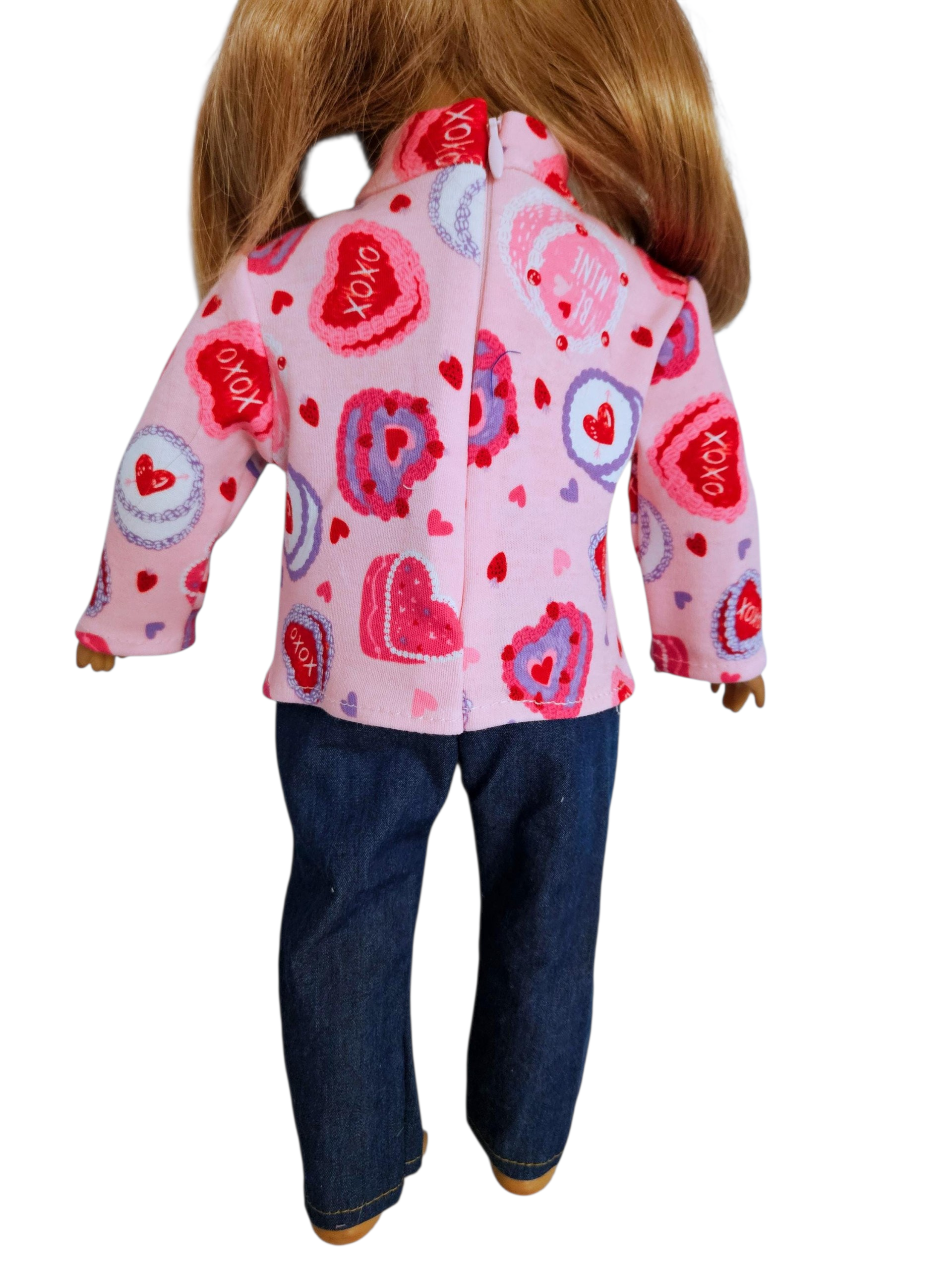 18 inch doll Jeans & Pink Turtleneck