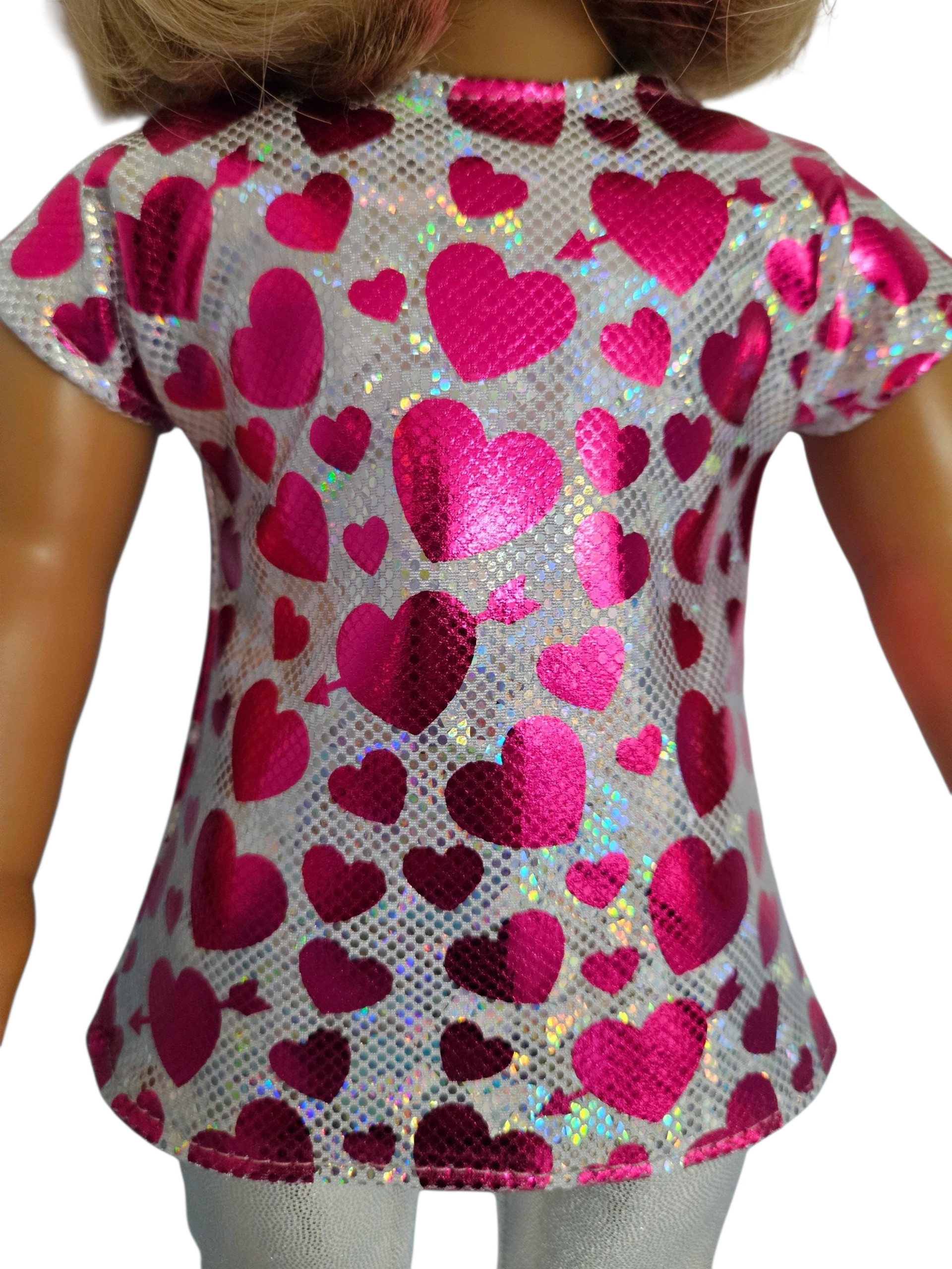 18 inch doll Pink Hearts Top and Leggings