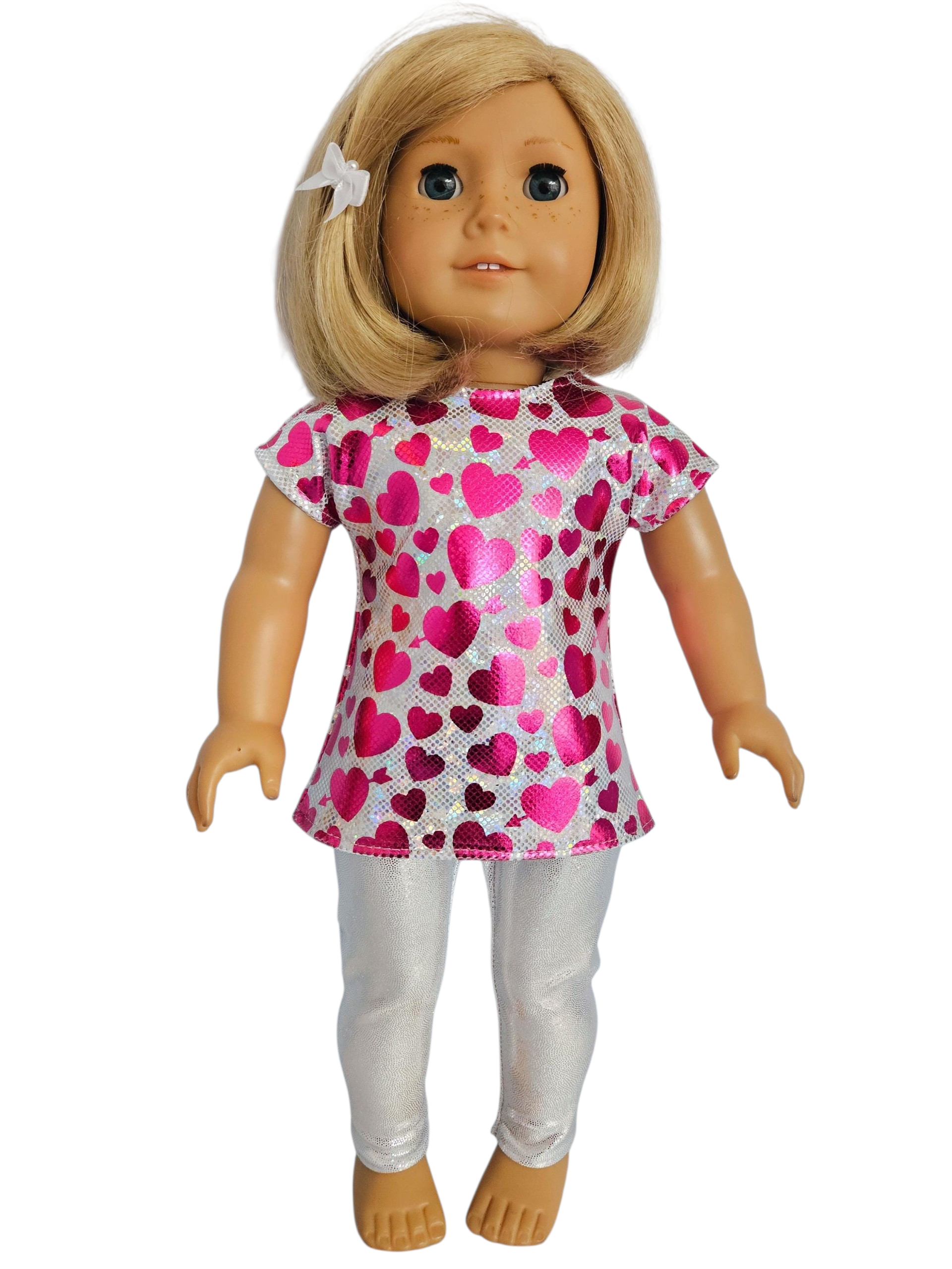 18 inch doll Pink Hearts Top and Leggings