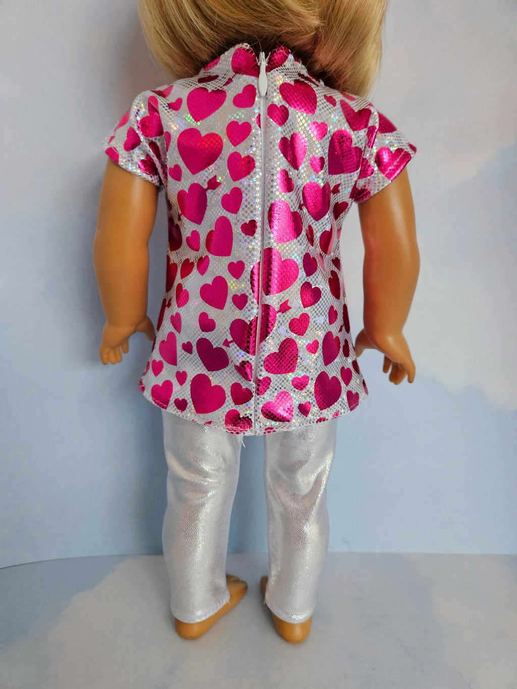 18 inch doll Pink Hearts Top and Leggings