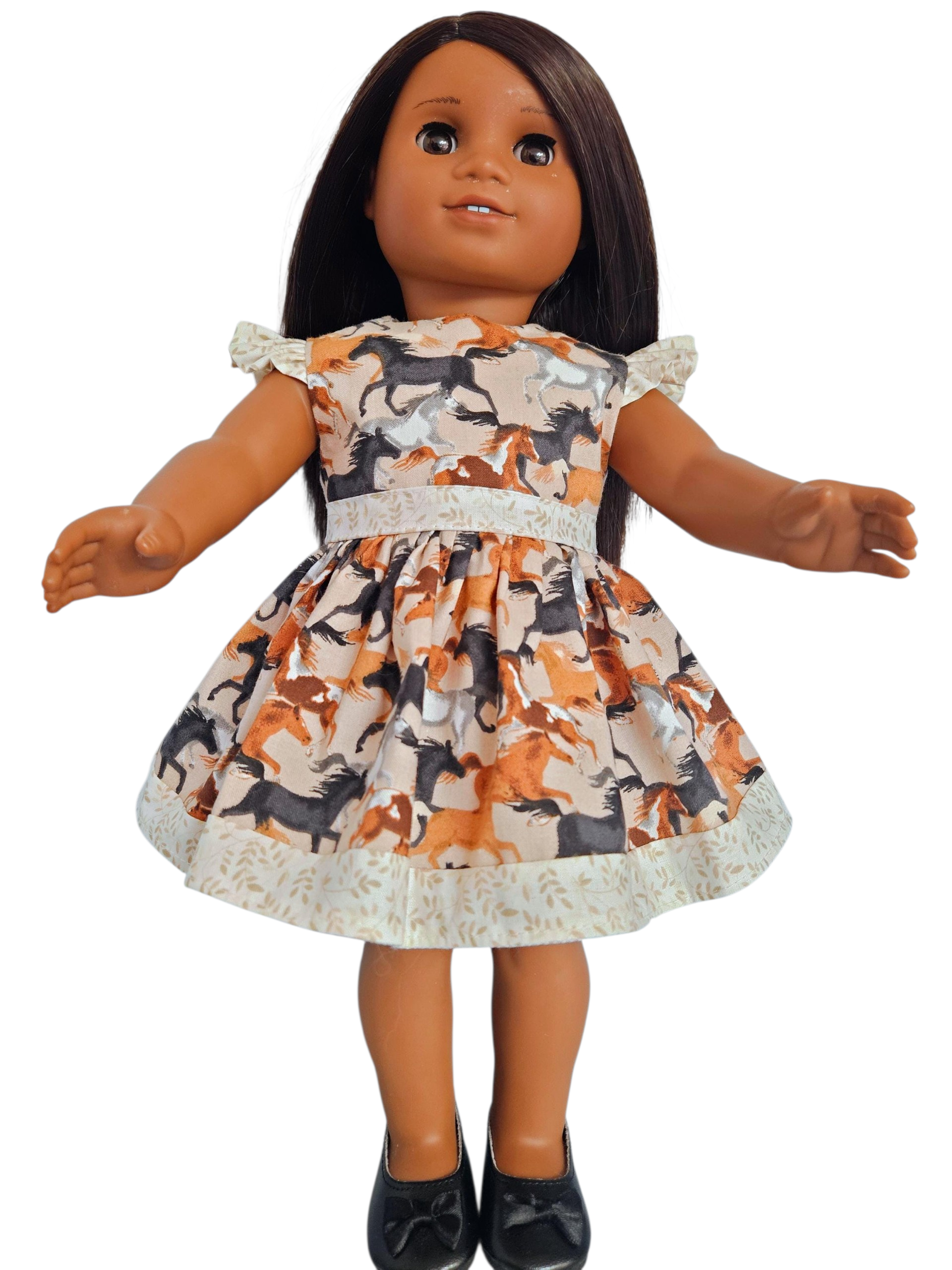 Horses Ruffled Dress/handmade/AG doll/18 inch doll - #110