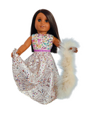 Ivory Fireworks Sequin Gown and Boa/handmade/AG doll/18 inch doll - #908