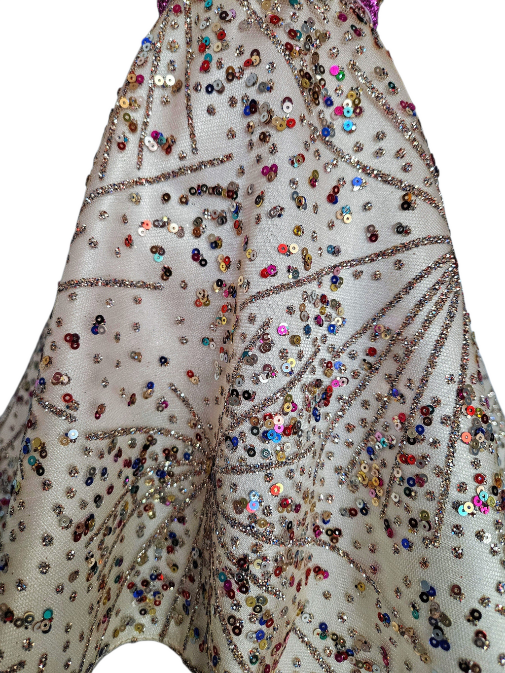 Ivory Fireworks Sequin Gown and Boa/handmade/AG doll/18 inch doll - #908