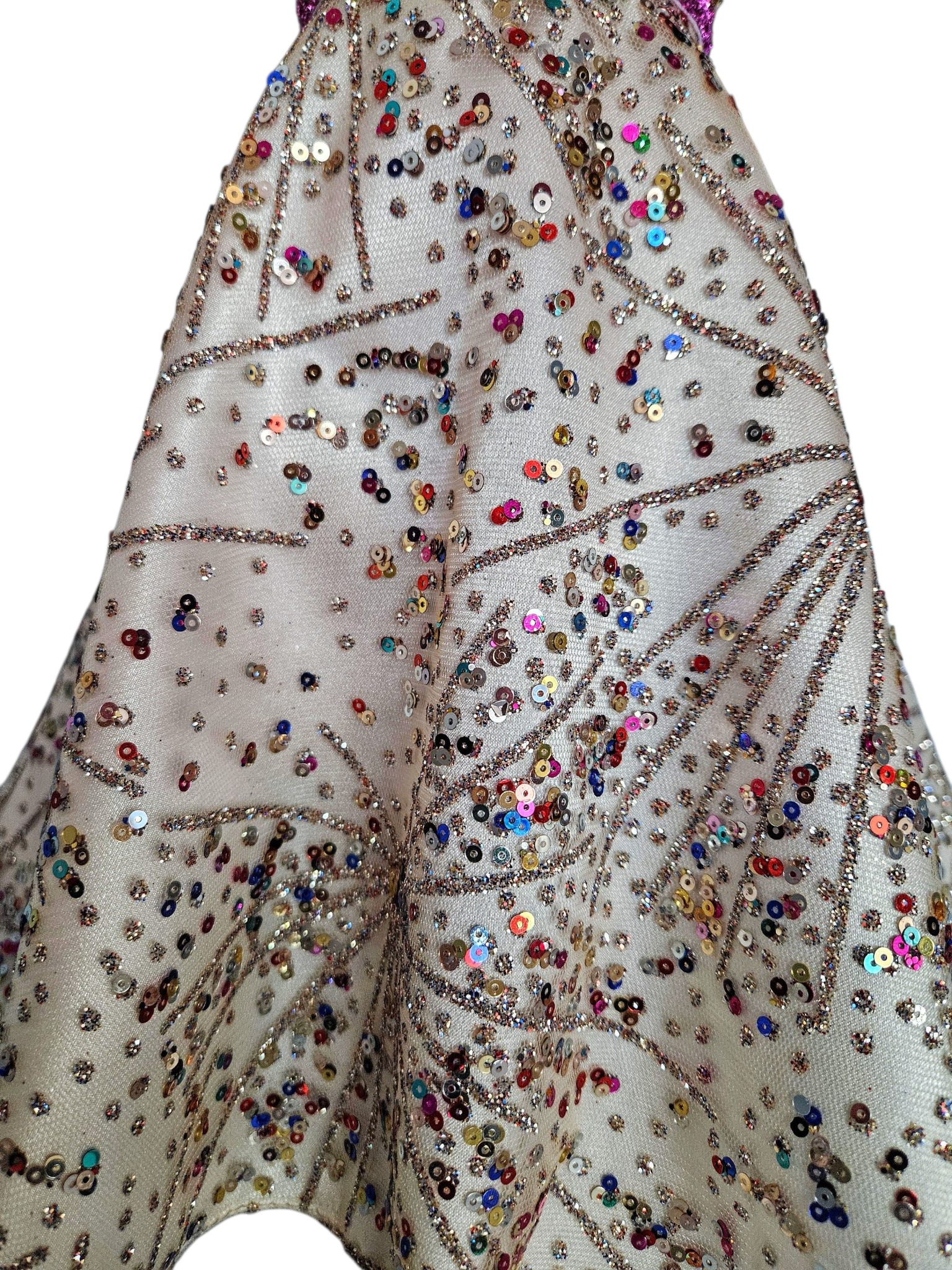 Ivory Fireworks Sequin Gown and Boa/handmade/AG doll/18 inch doll - #908