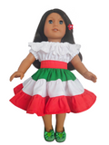 Latino Ruffled Dress/handmade/AG doll/18 inch doll