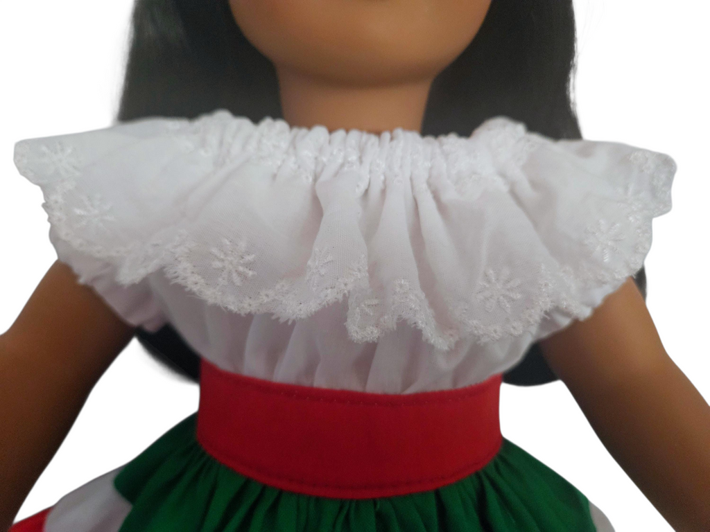 Latino Ruffled Dress/handmade/AG doll/18 inch doll