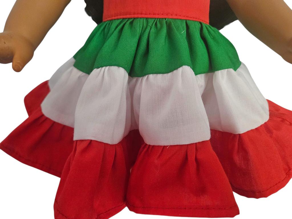 Latino Ruffled Dress/handmade/AG doll/18 inch doll