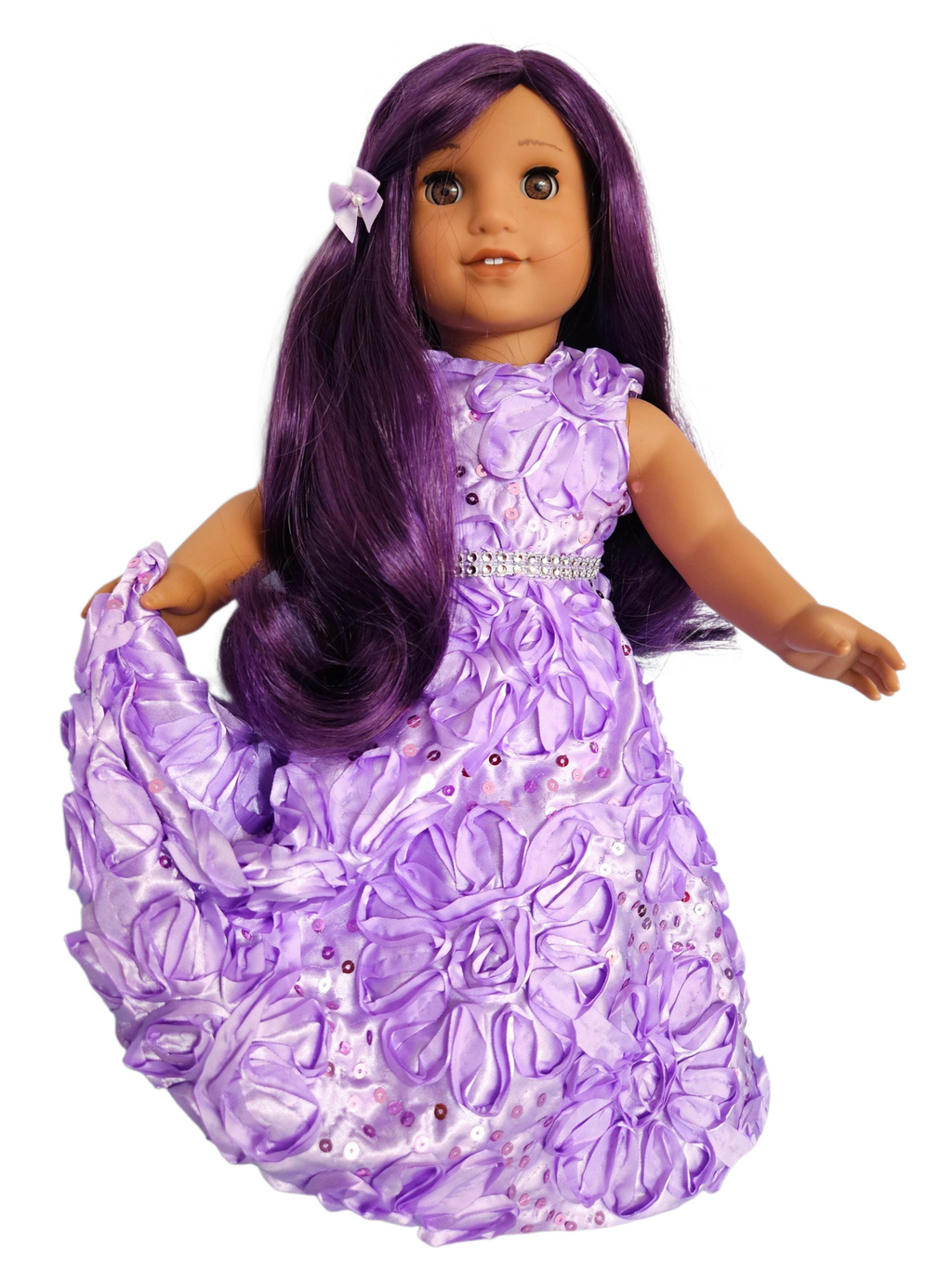 Lavender Ribbon Sequin Gown/handmade/AG doll/18 inch doll