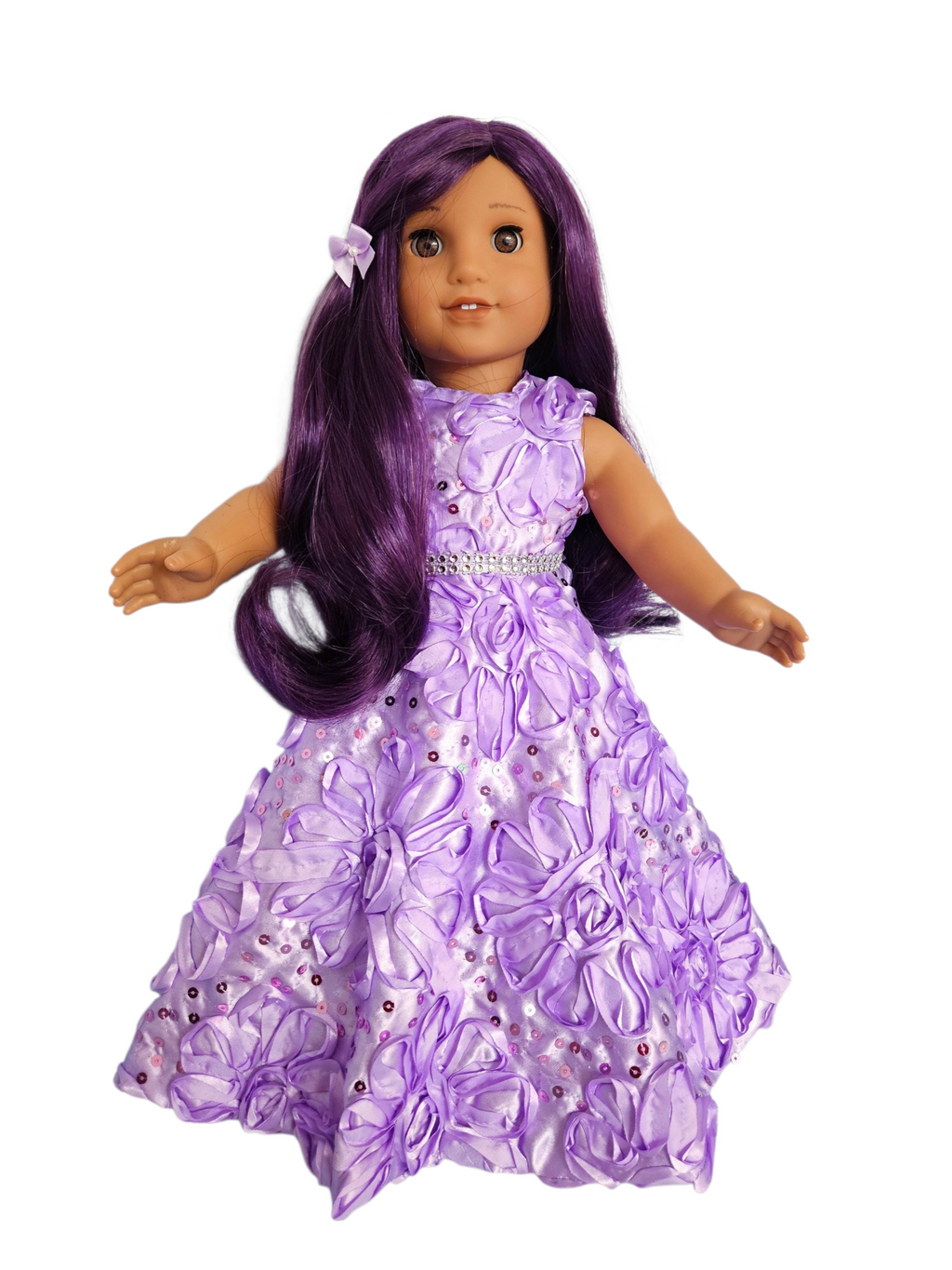 Lavender Ribbon Sequin Gown/handmade/AG doll/18 inch doll