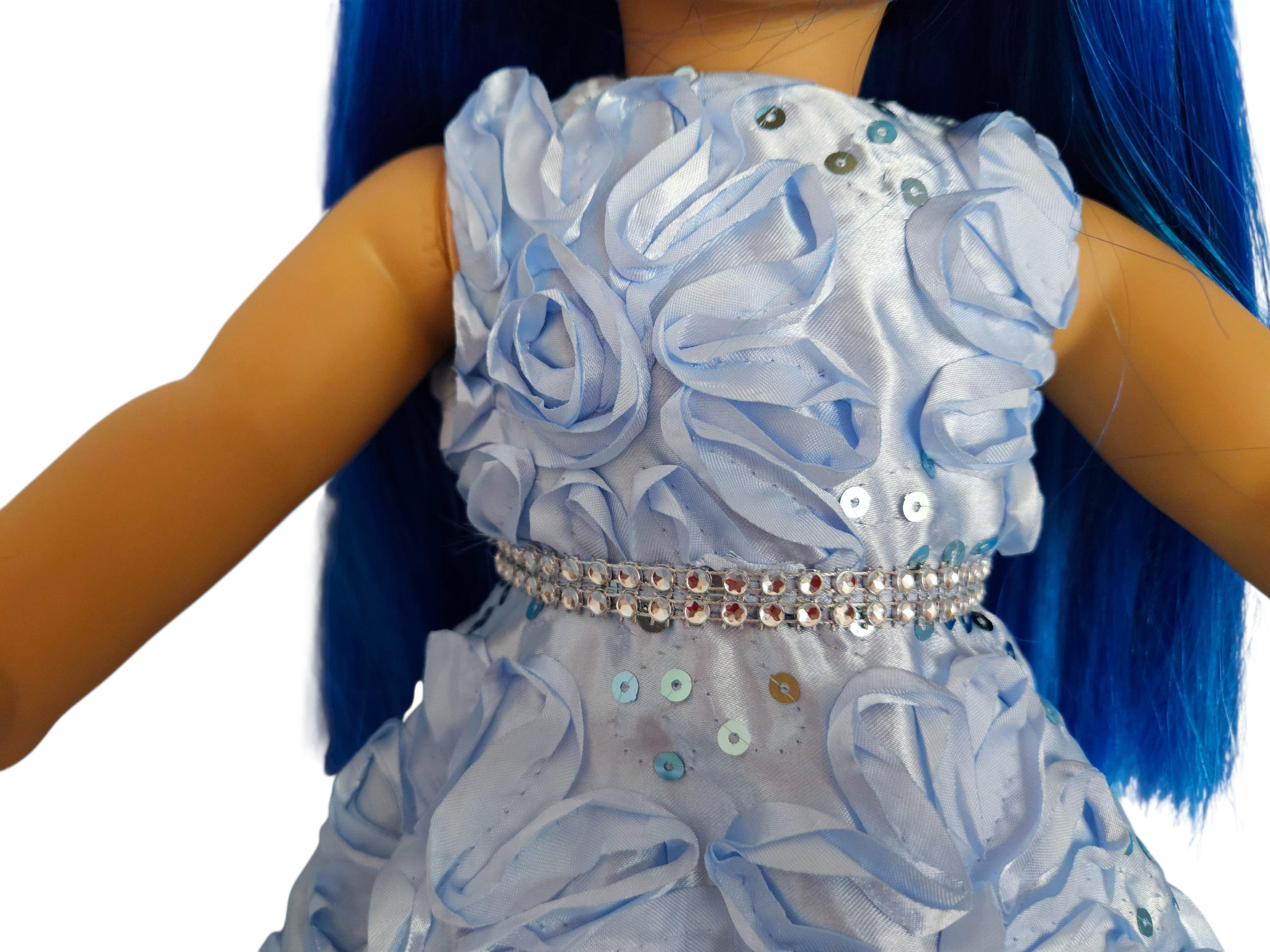 Light Blue Ribbon Sequin Gown/handmade/AG doll/18 inch doll