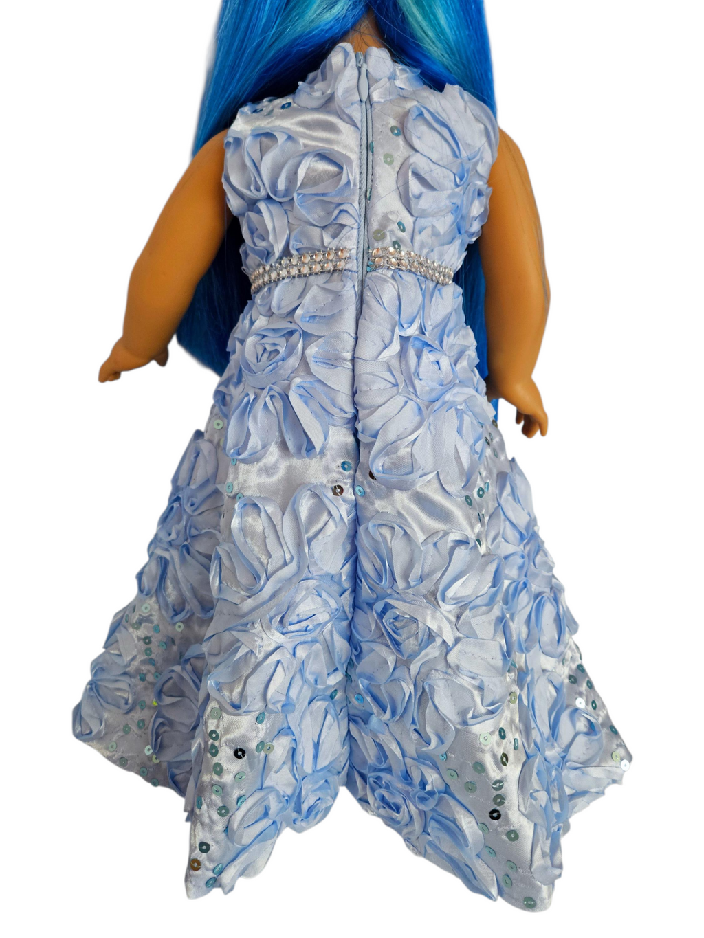 Light Blue Ribbon Sequin Gown/handmade/AG doll/18 inch doll