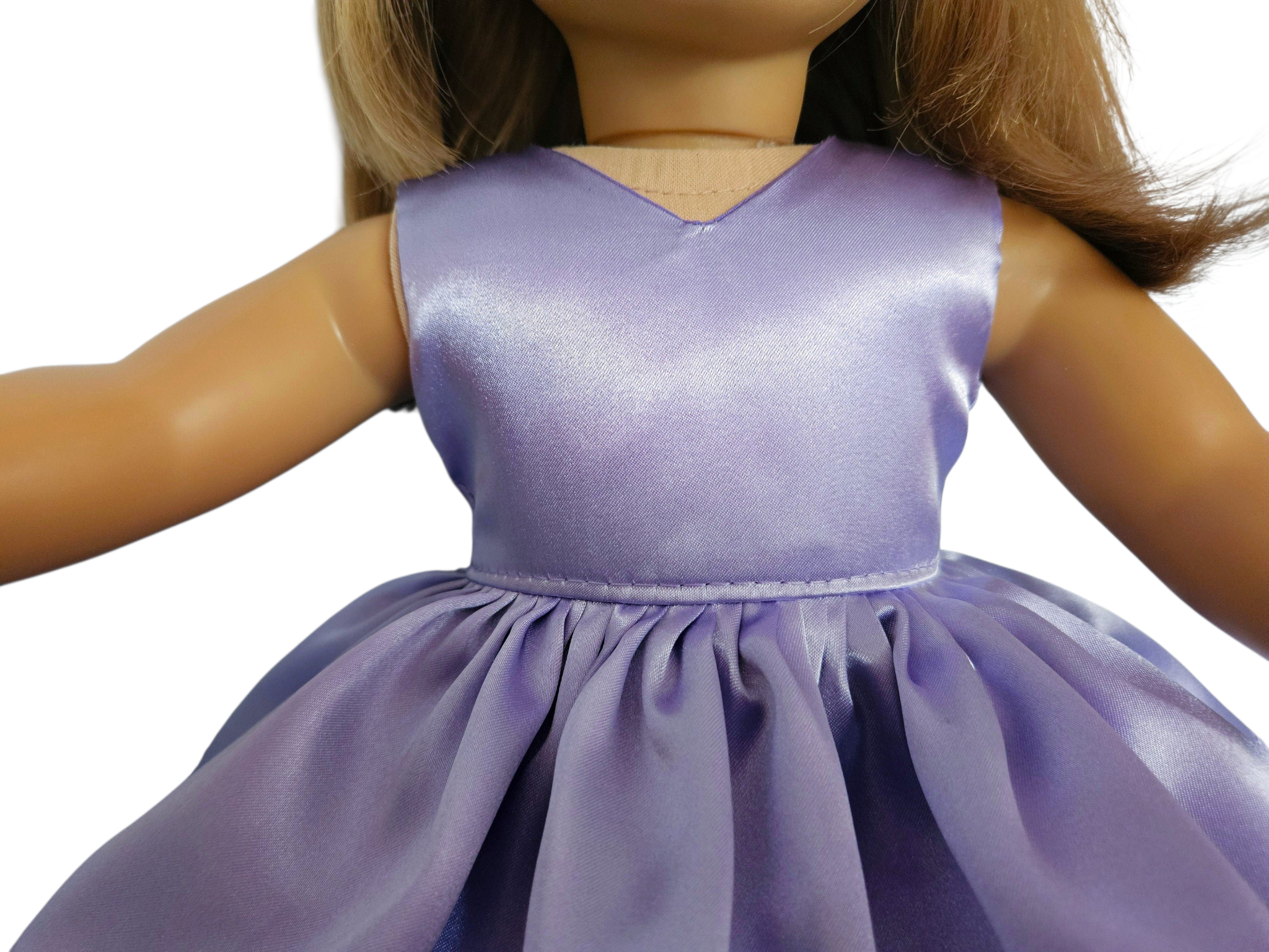 Lilac Satin Ruffled Gown/handmade/AG doll/18 inch doll