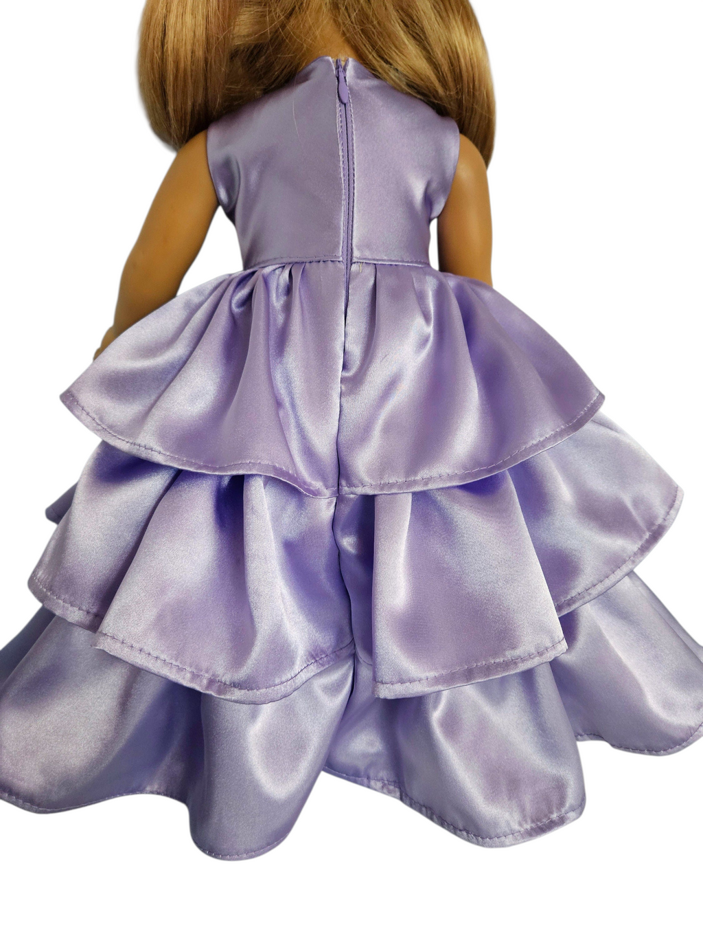 Lilac Satin Ruffled Gown/handmade/AG doll/18 inch doll