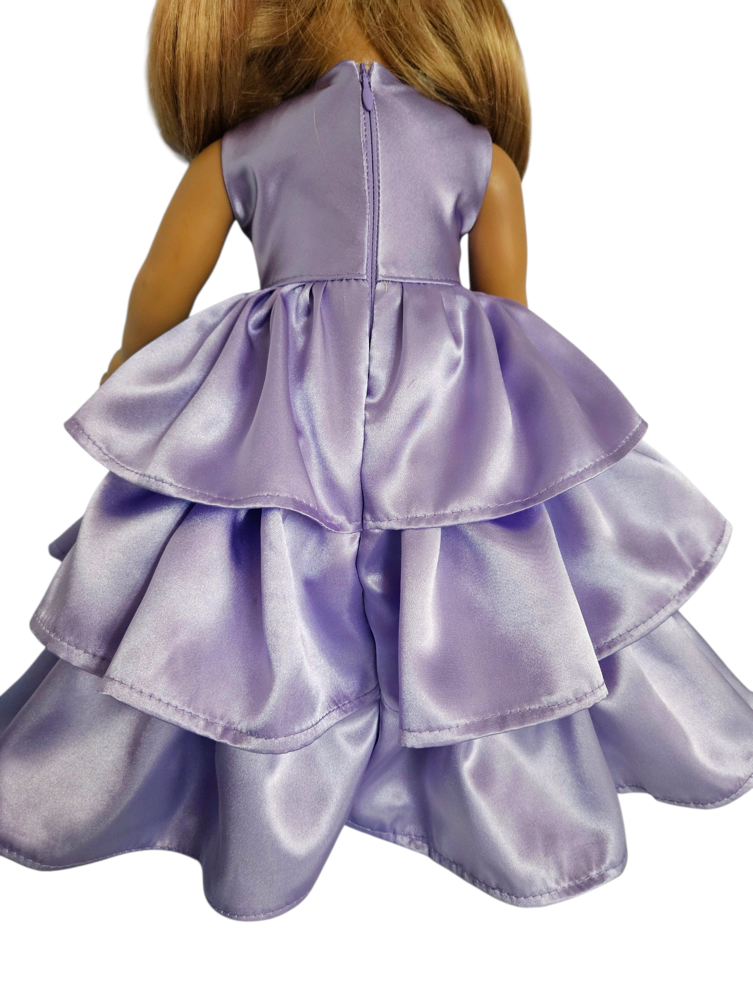 Lilac Satin Ruffled Gown/handmade/AG doll/18 inch doll