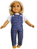 18 inch doll Heart Bib Overalls & T Shirt