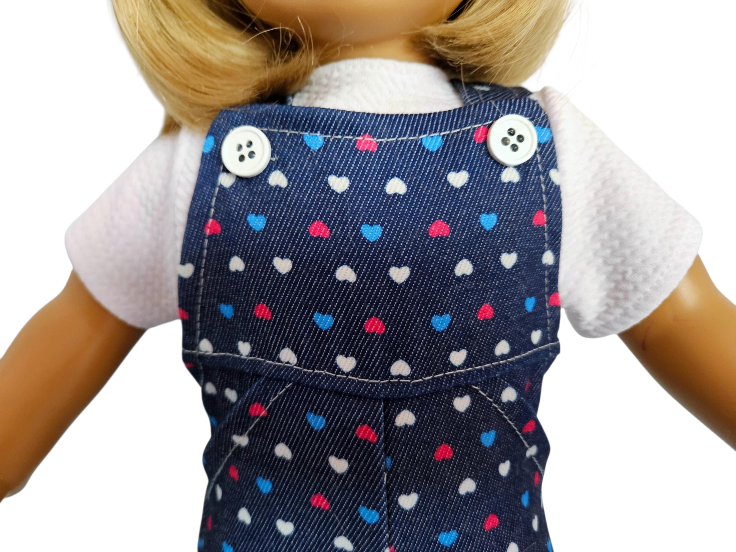 18 inch doll Heart Bib Overalls & T Shirt