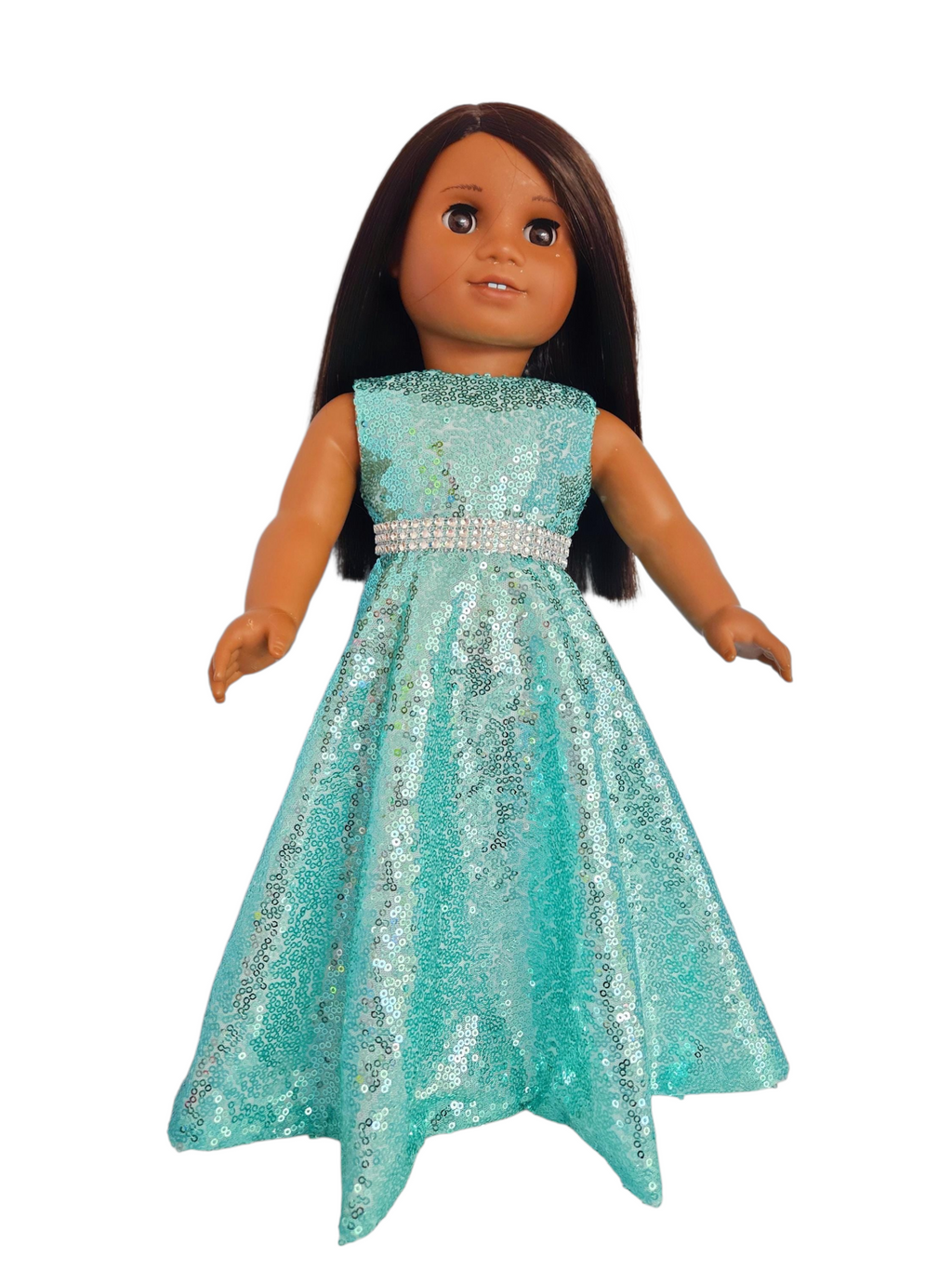 Mint Sequin Gown and Boa/handmade/AG doll/ 18 inch dolls  - #611
