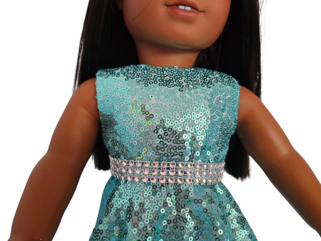 Mint Sequin Gown and Boa/handmade/AG doll/ 18 inch dolls  - #611