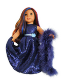 Navy Blue Sequin Gown and Boa/handmade/AG doll/18 inch dolls
