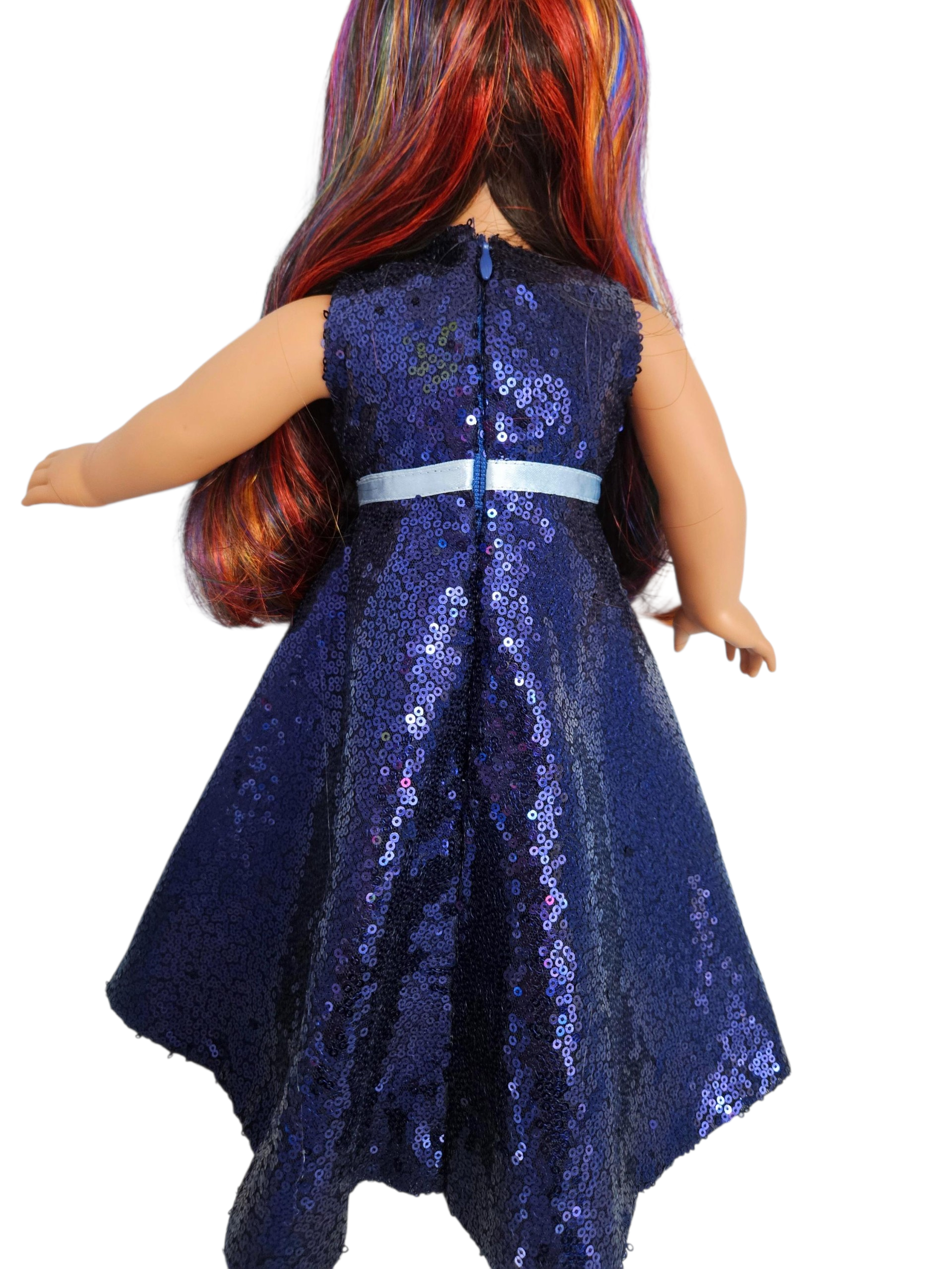 Navy Blue Sequin Gown and Boa/handmade/AG doll/18 inch dolls