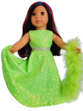 Neon Green Sequin Gown/handmade/AG doll/18 inch doll clothes- #606