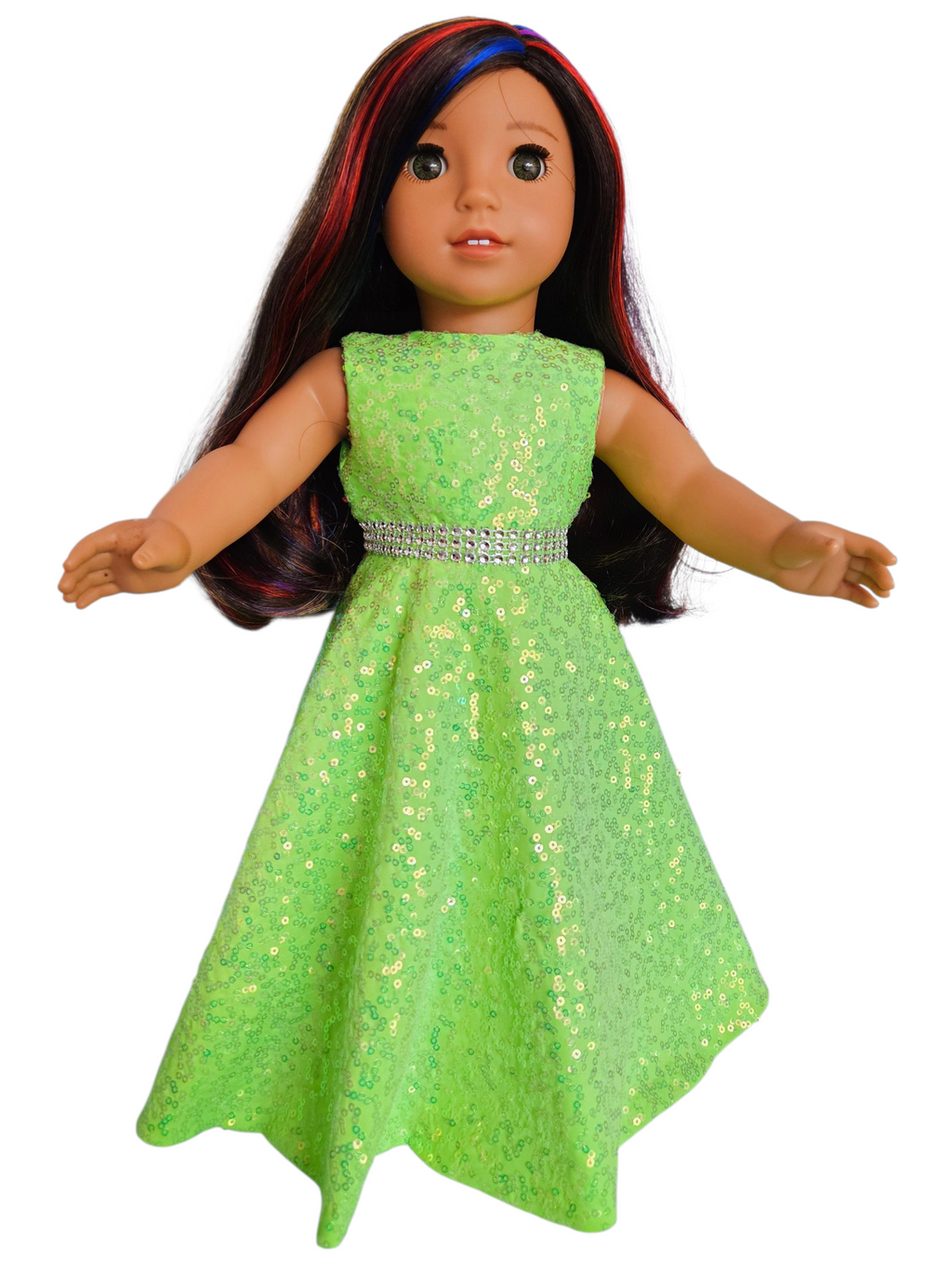 Neon Green Sequin Gown/handmade/AG doll/18 inch doll clothes- #606