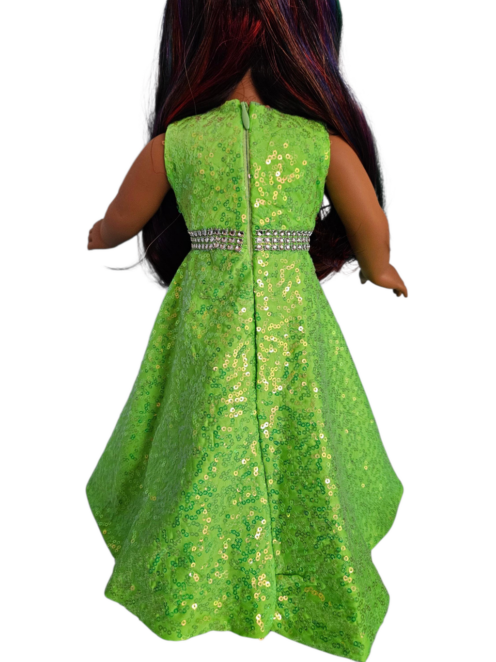 Neon Green Sequin Gown/handmade/AG doll/18 inch doll clothes- #606