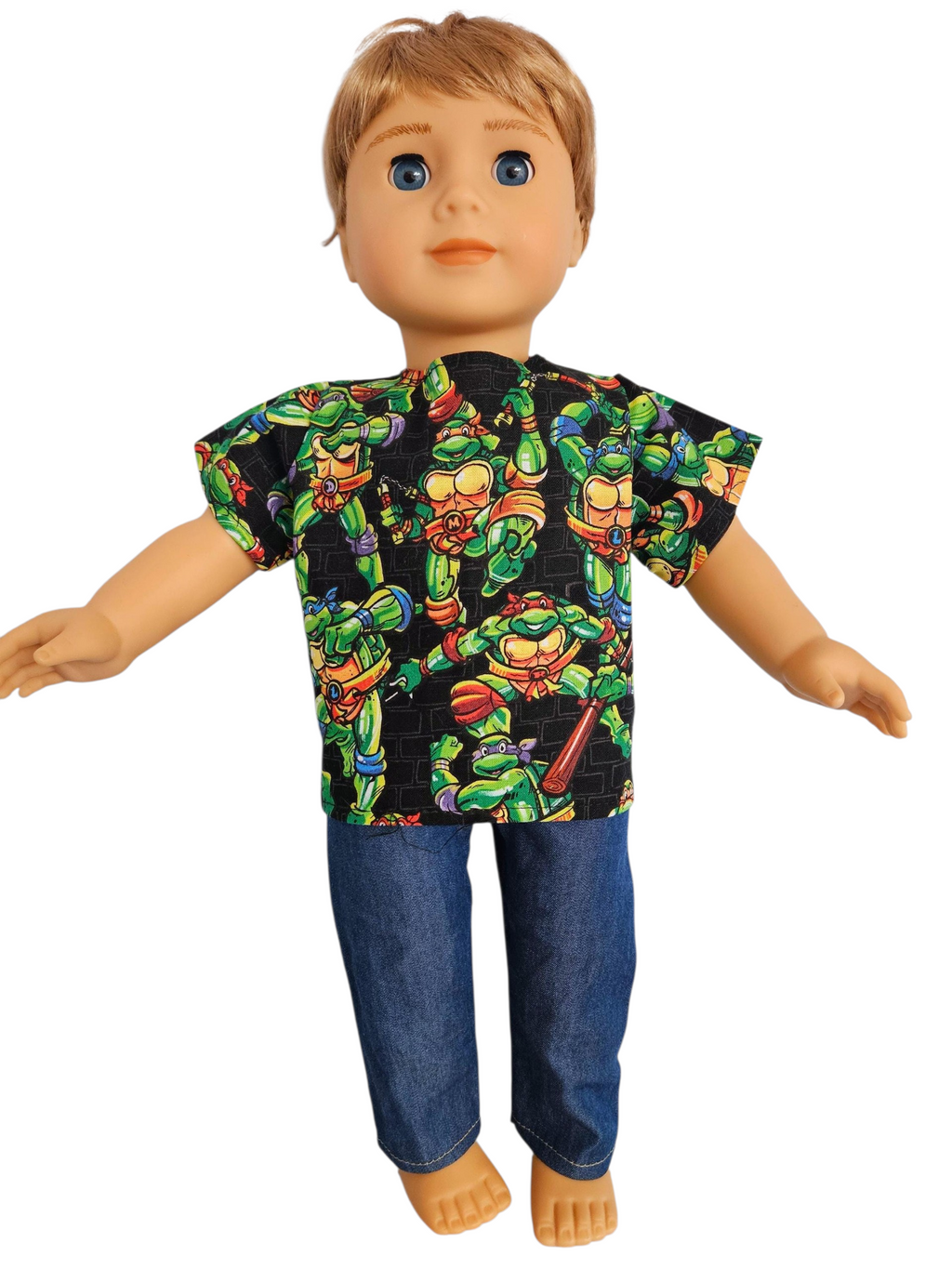 Ninja Turtle Shirt & Jeans/handmade/18 inch boy doll