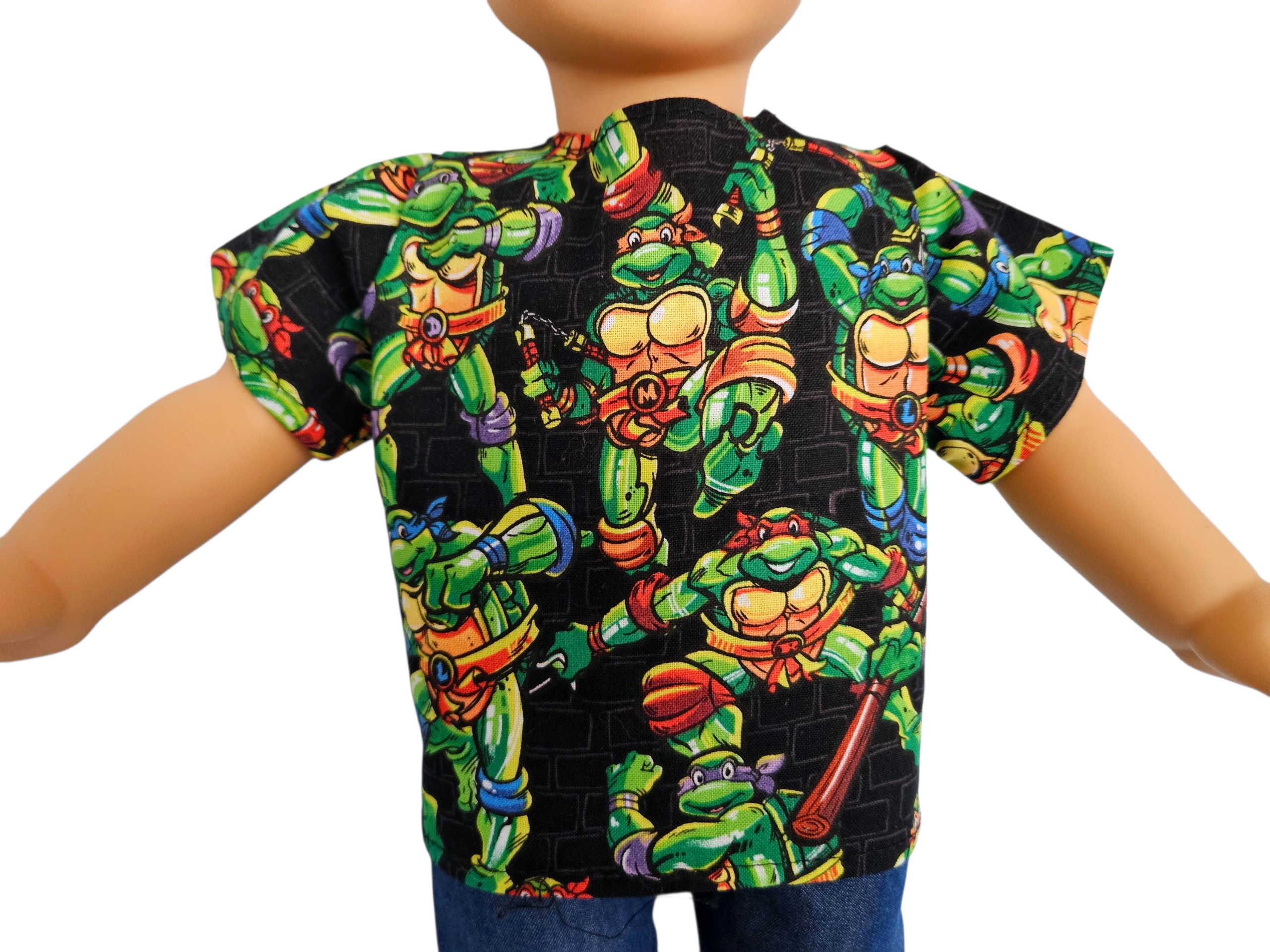 Ninja Turtle Shirt & Jeans/handmade/18 inch boy doll