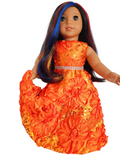 Orange Ribbon Sequin Gown/handmade/AG doll/18 inch doll
