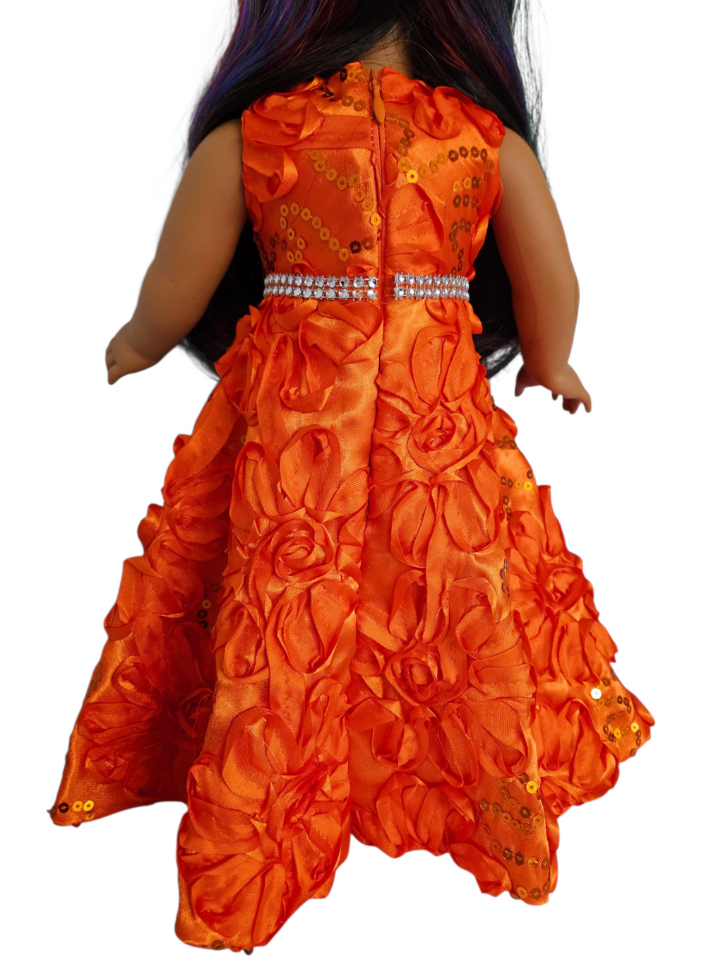 Orange Ribbon Sequin Gown/handmade/AG doll/18 inch doll