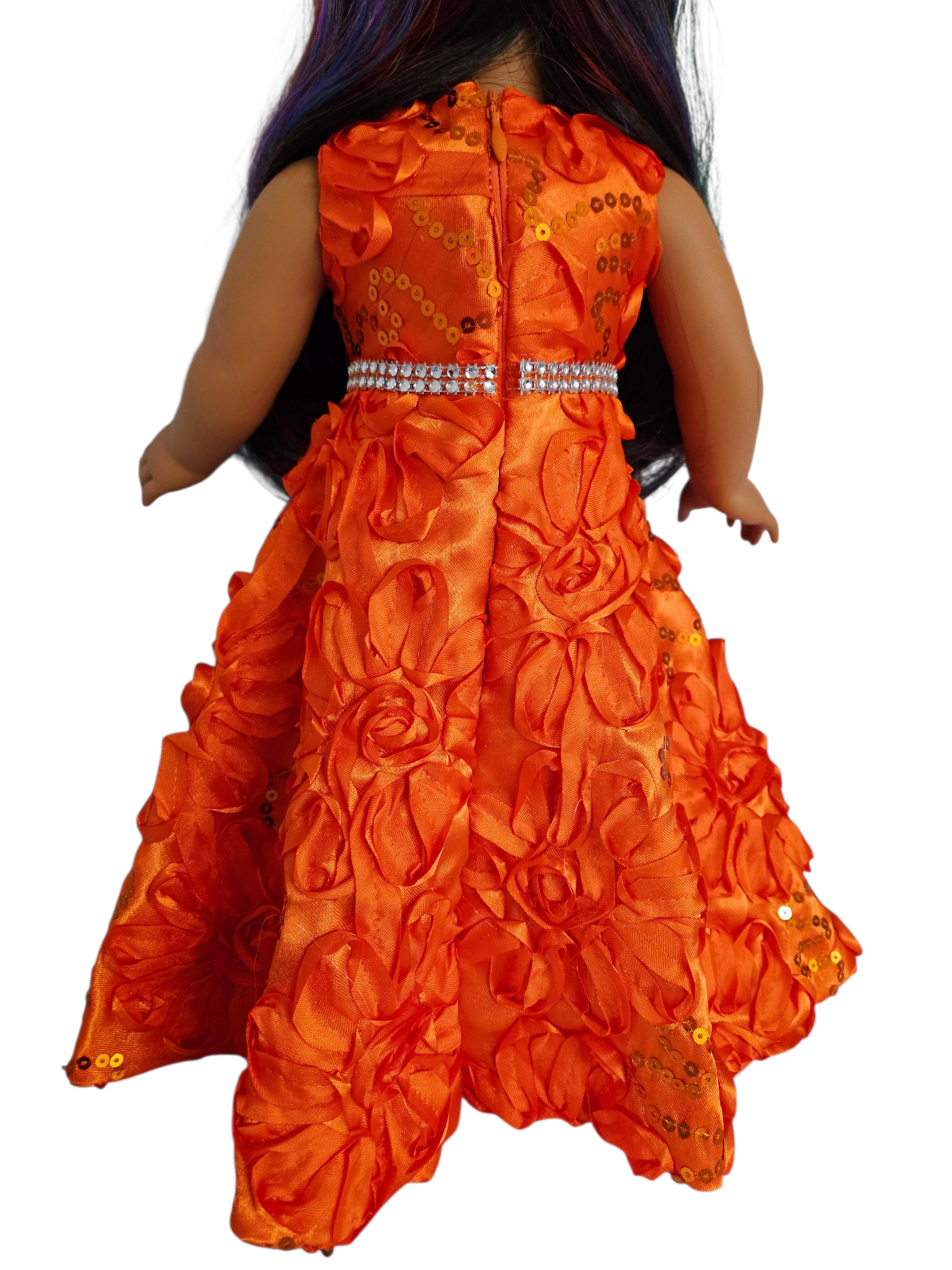 Orange Ribbon Sequin Gown/handmade/AG doll/18 inch doll