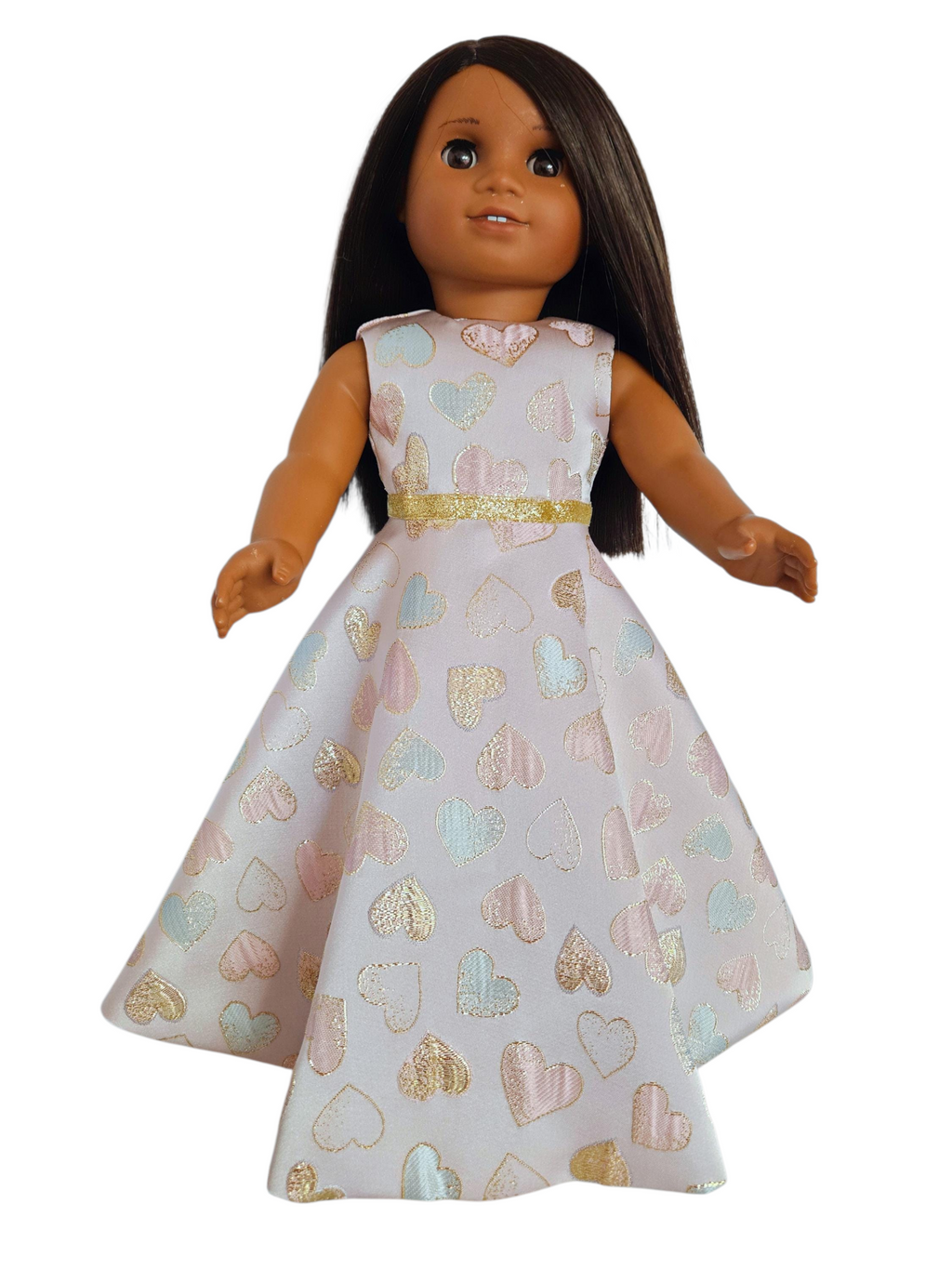 Pastel Hearts Gown and Boa/handmade/AG doll/ 18 inch dolls